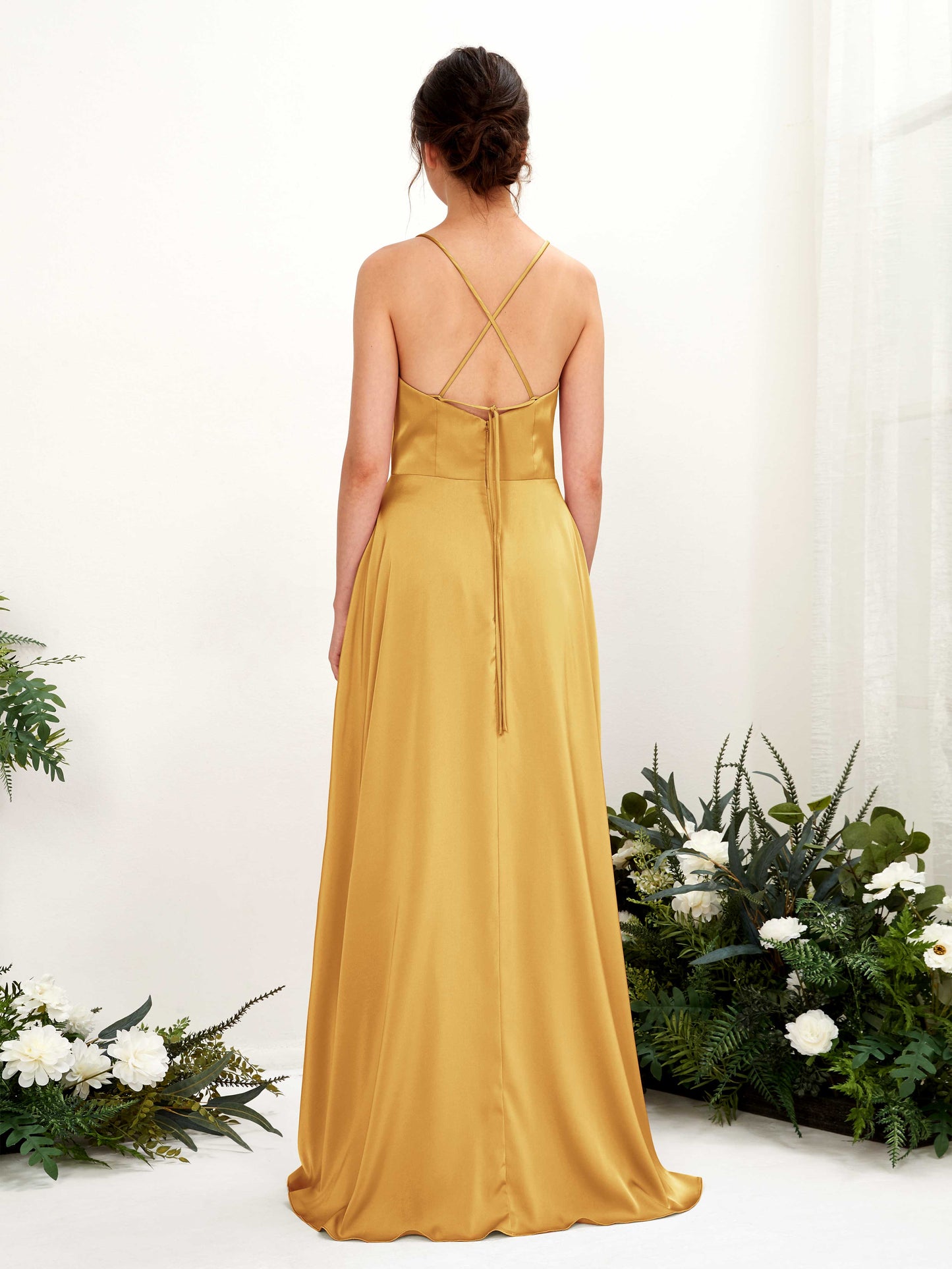 Theresa Canary Satin Sleeveless Maxi Dress