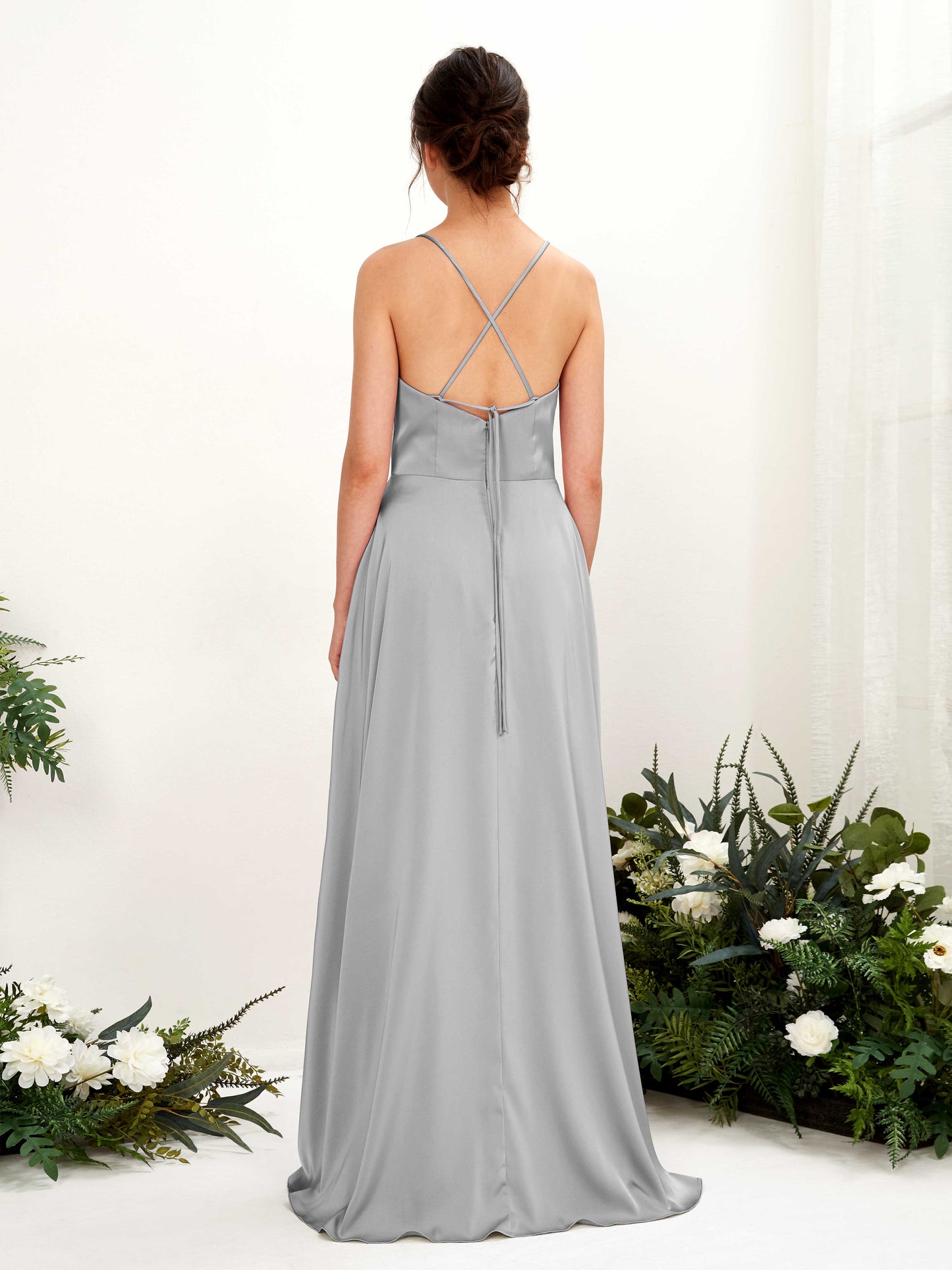 Theresa Dove Satin Sleeveless Maxi Dress