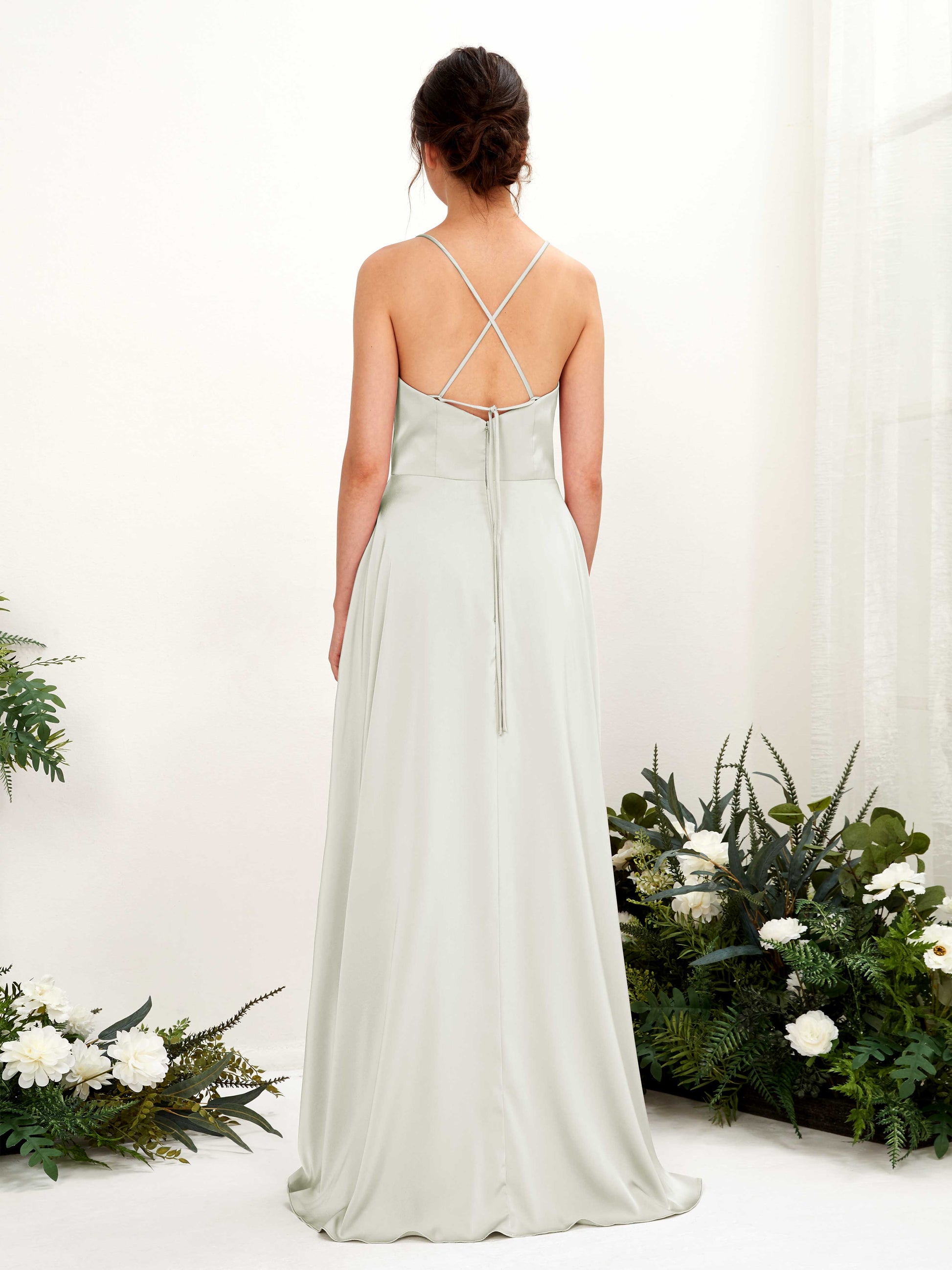 Theresa Ivory Satin Sleeveless Maxi Dress