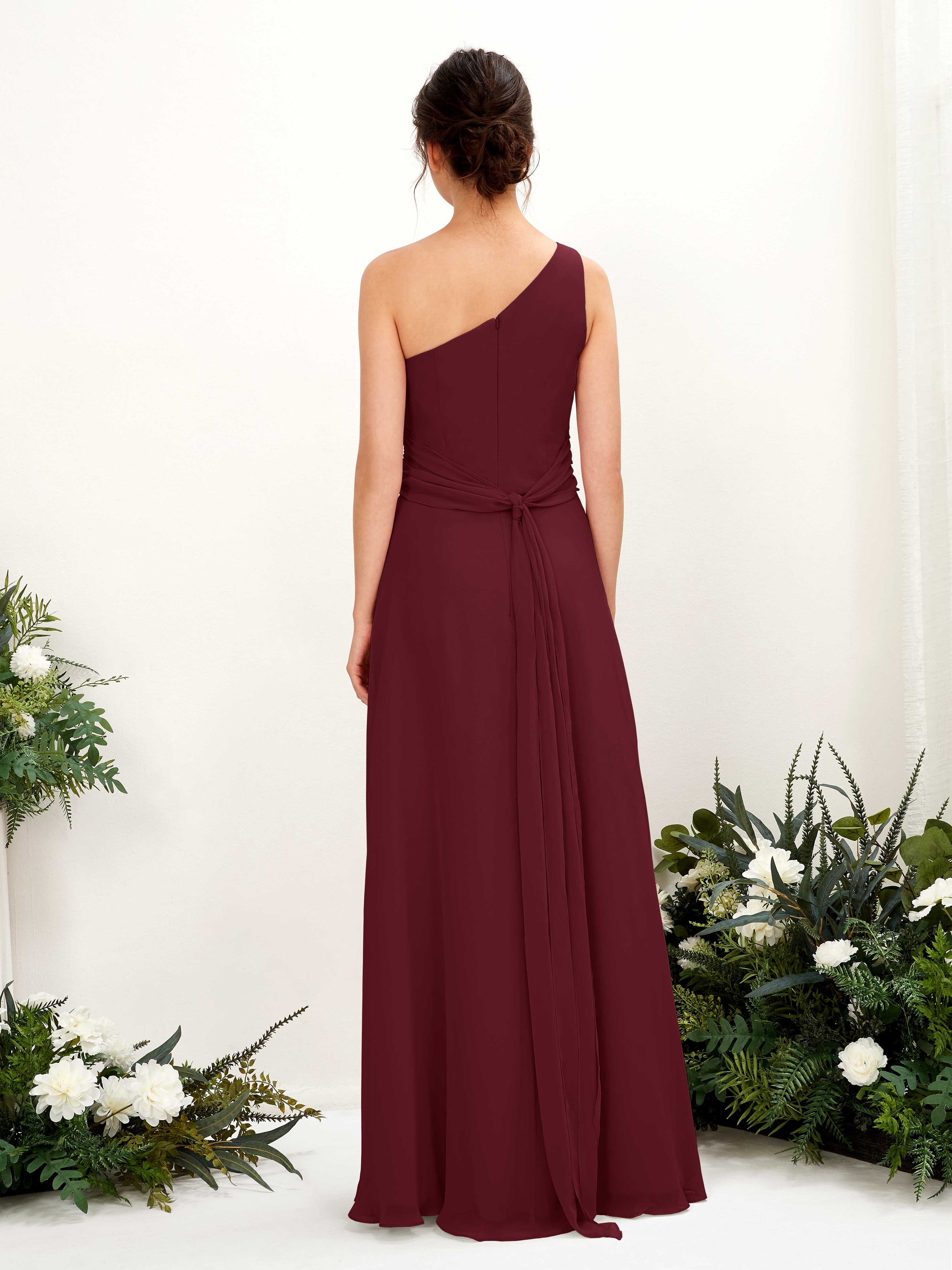 Trita Burgundy One Shoulder Maxi Dress