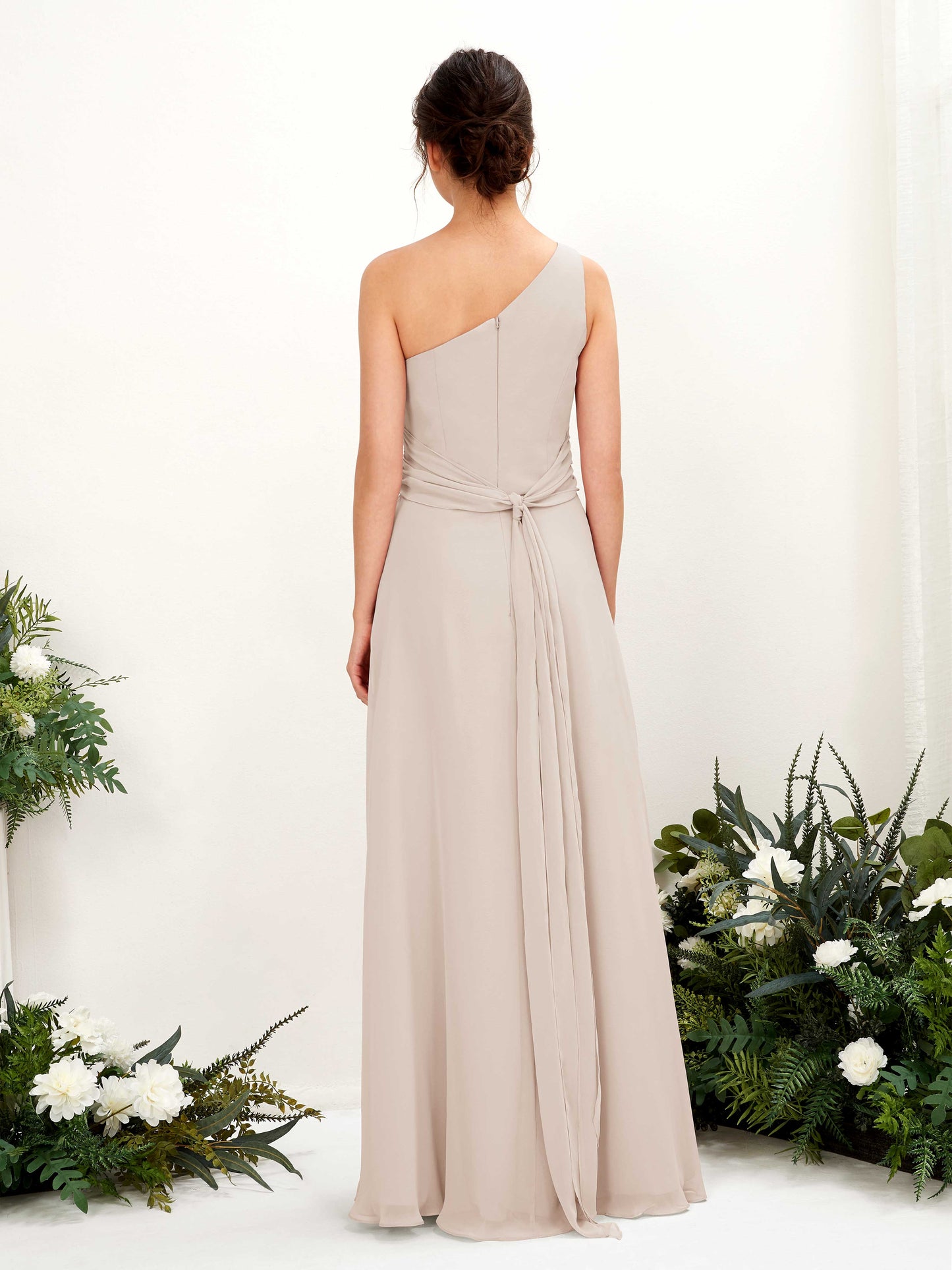 Trita Champagne One Shoulder Maxi Dress