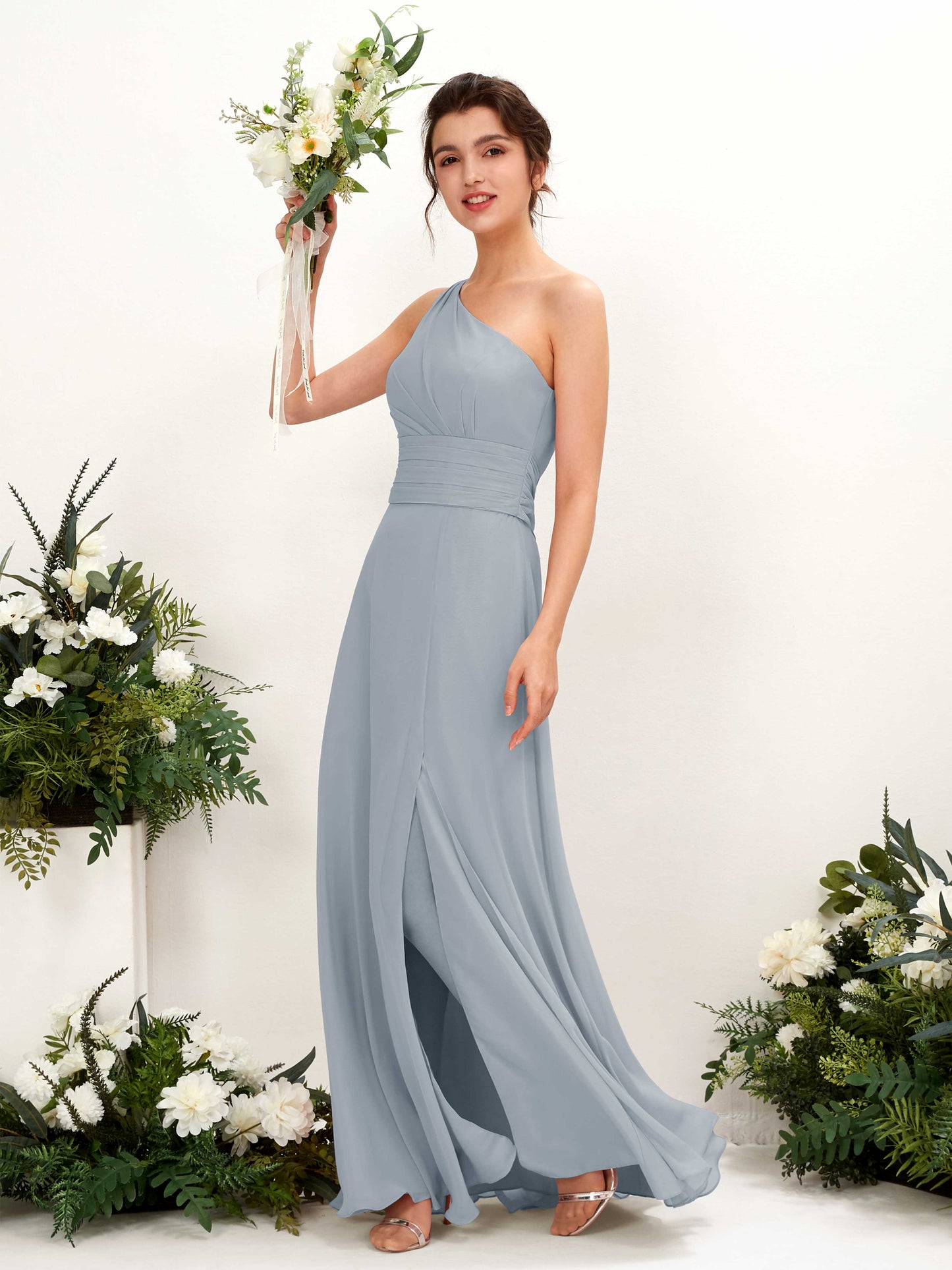 Trita Dusty Blue-Upgrade One Shoulder Maxi Dress