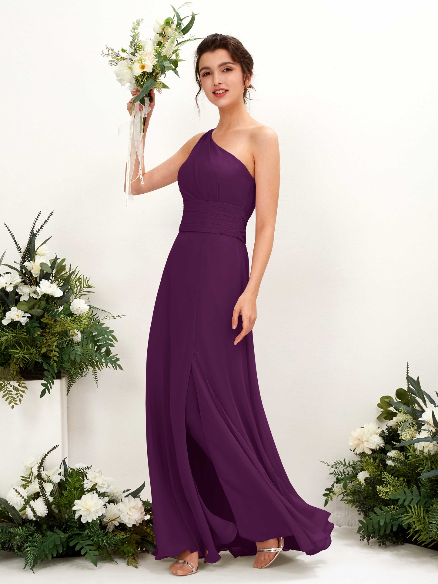 Trita Grape One Shoulder Maxi Dress