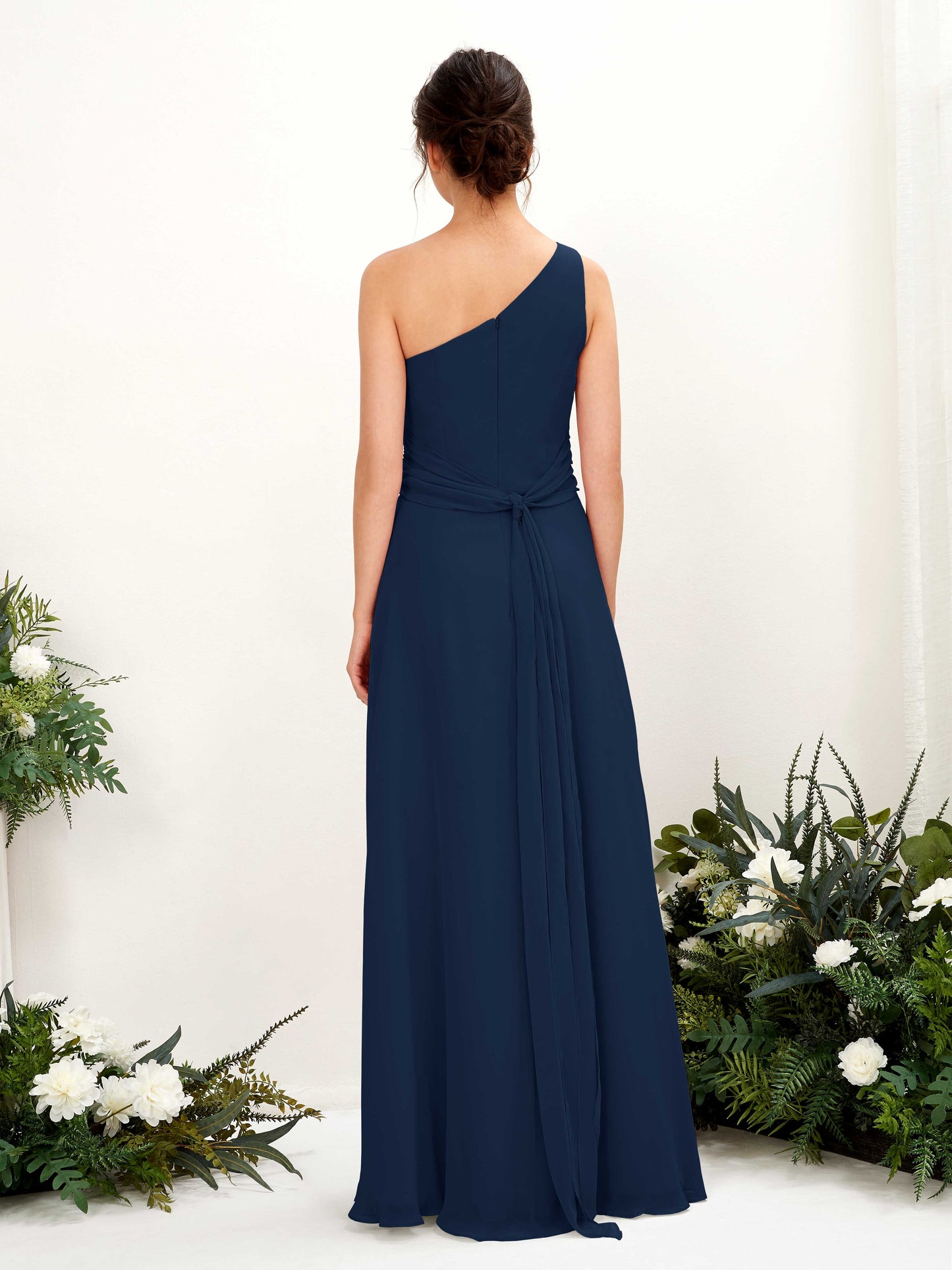 Trita Navy One Shoulder Maxi Dress