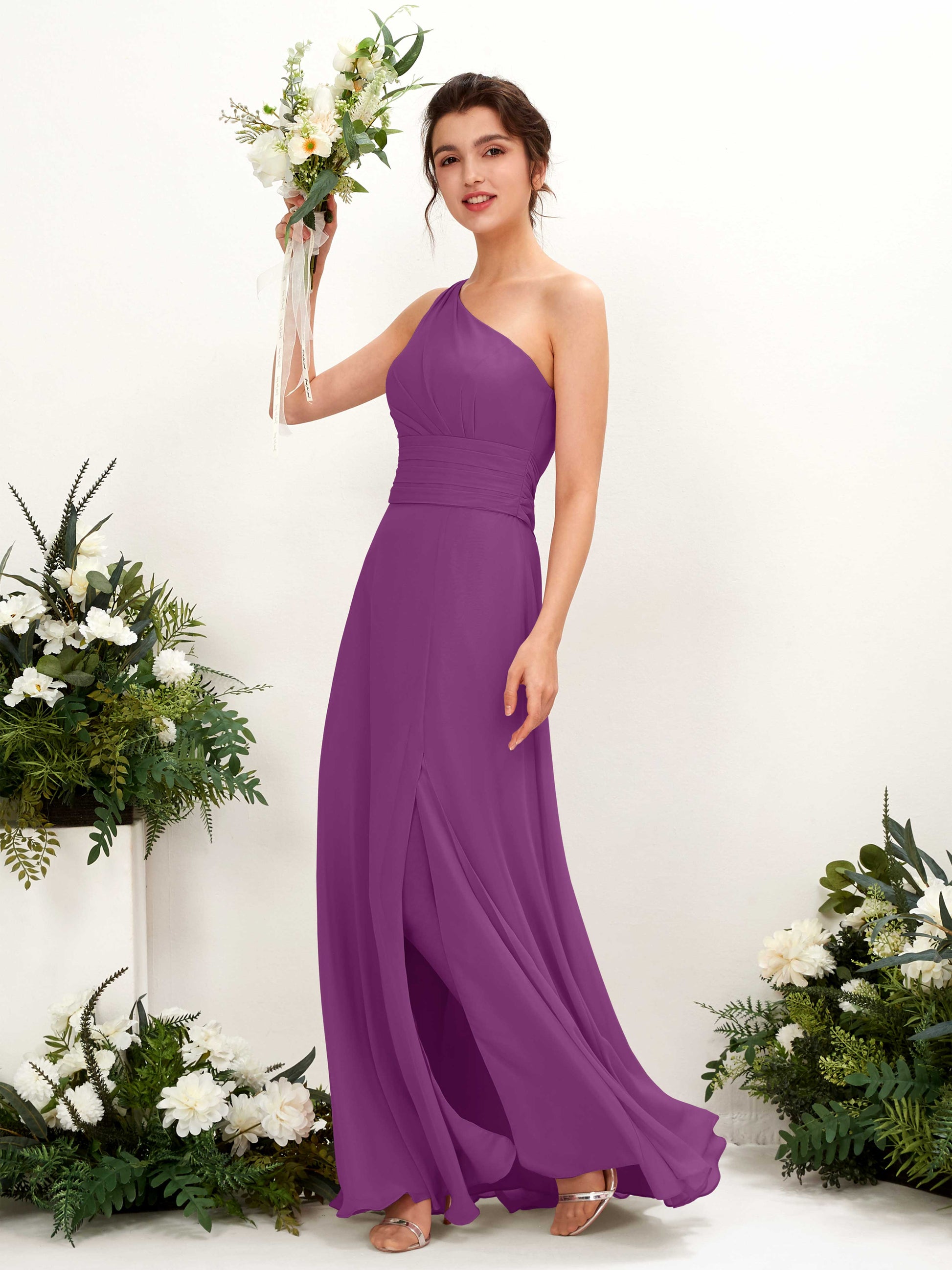 Trita Purple One Shoulder Maxi Dress