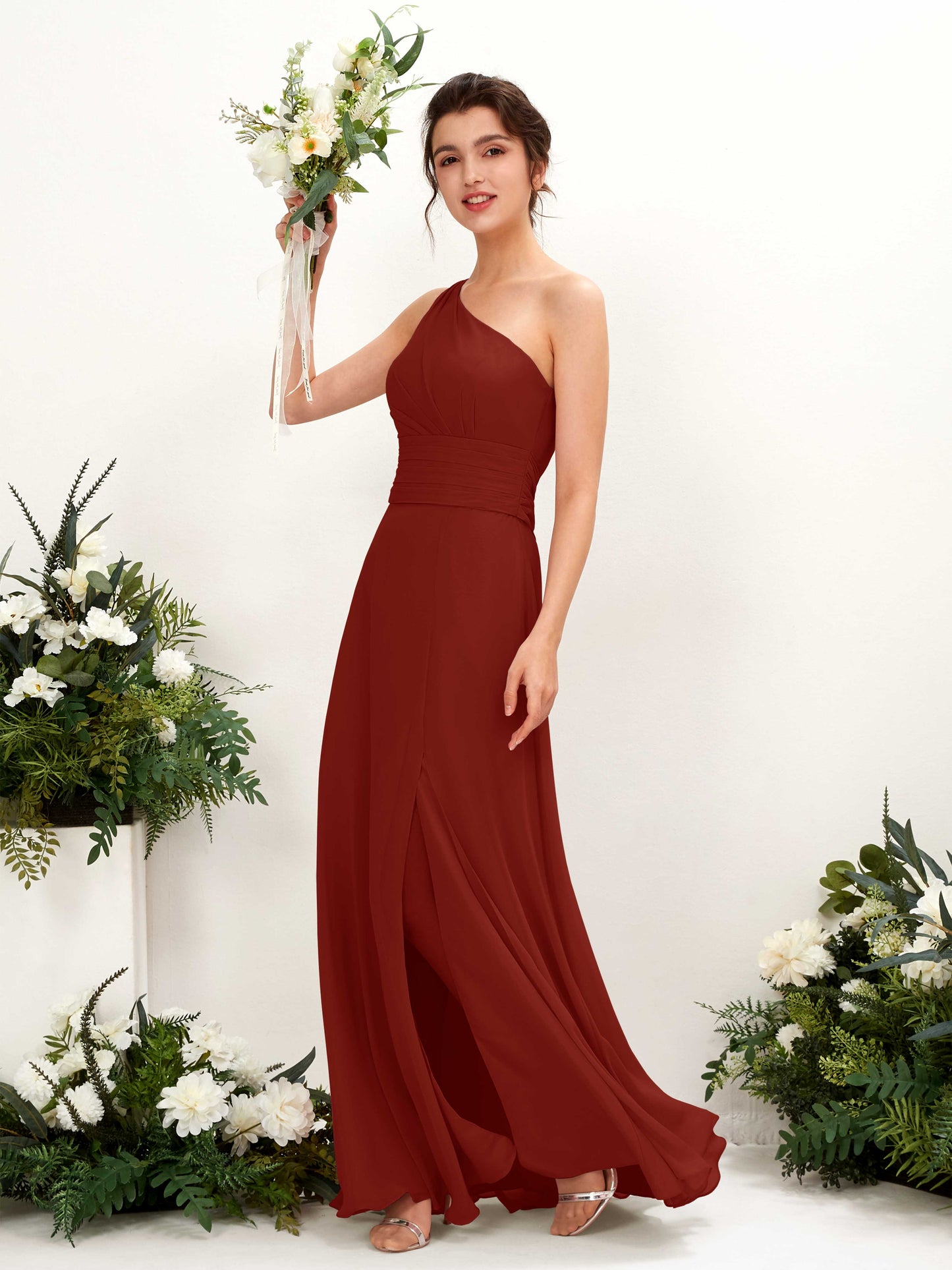 Trita Rust One Shoulder Maxi Dress