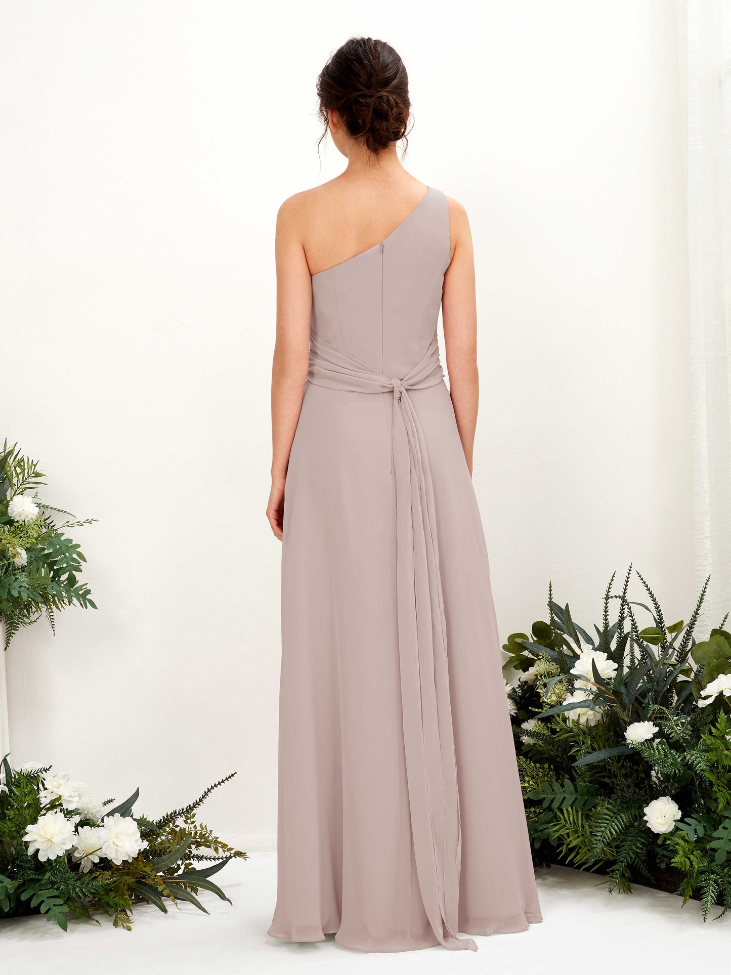 Trita Taupe One Shoulder Maxi Dress