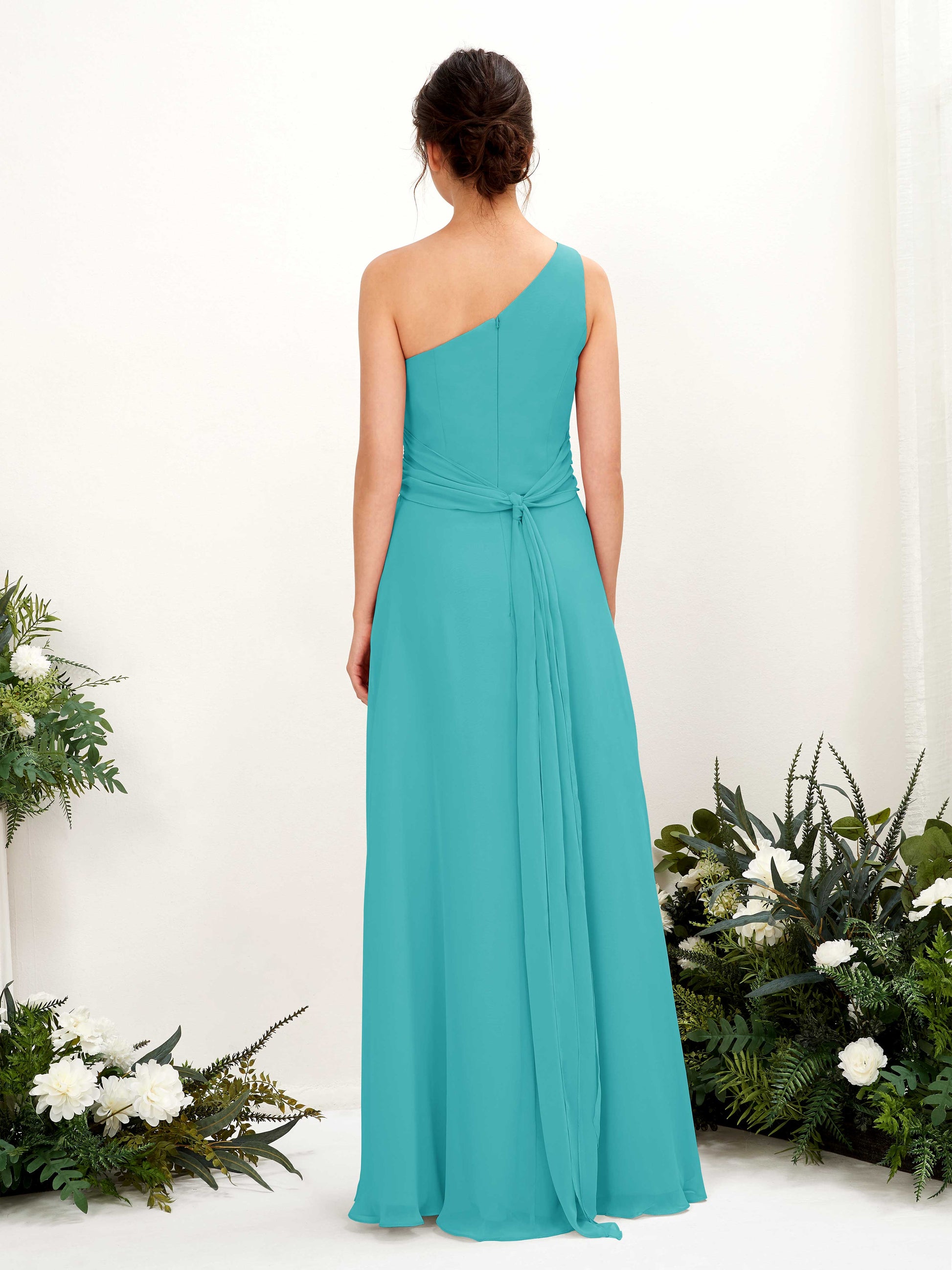 Trita Turquoise One Shoulder Maxi Dress