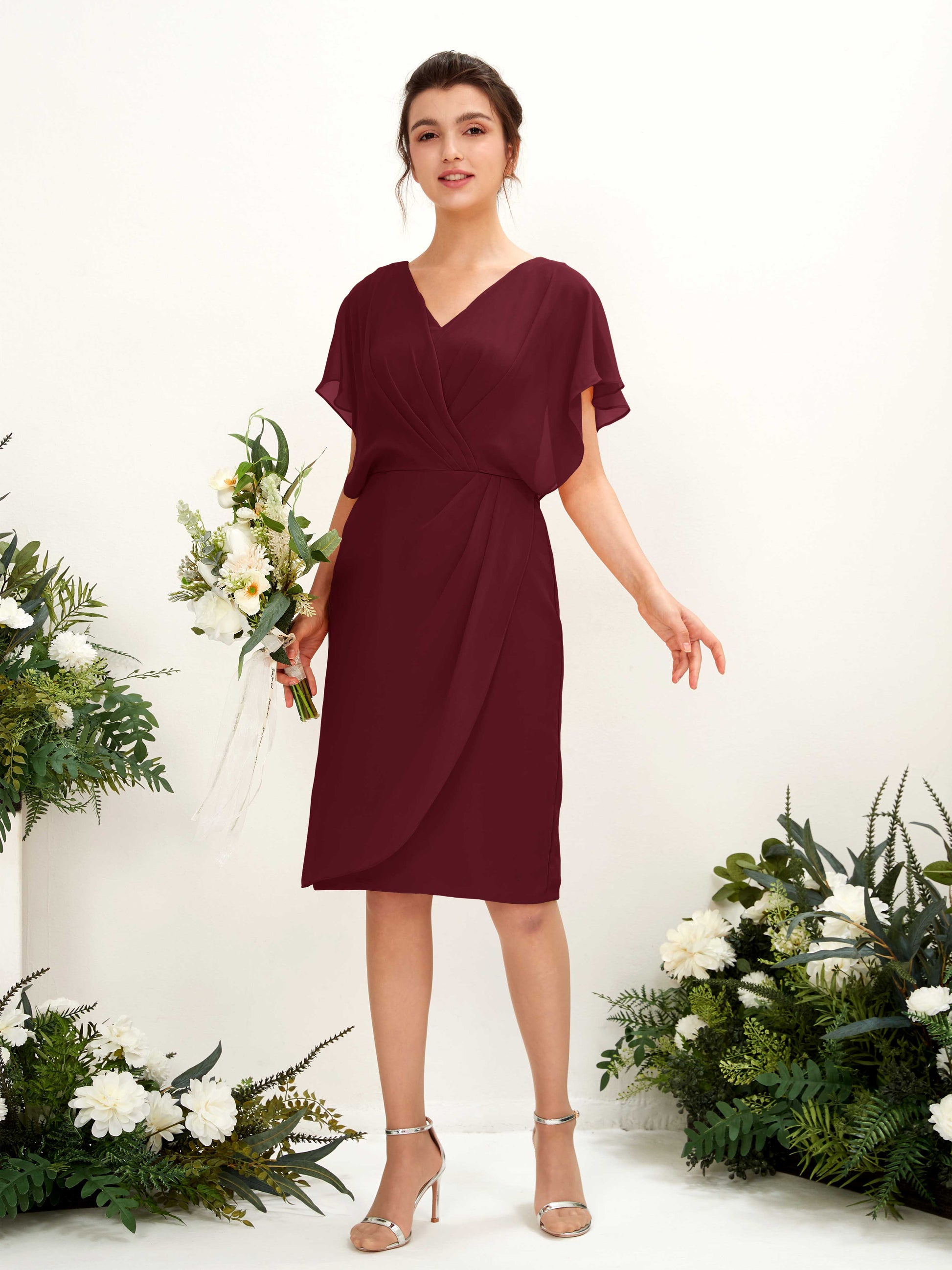 Vanessa Burgundy Midi Dress