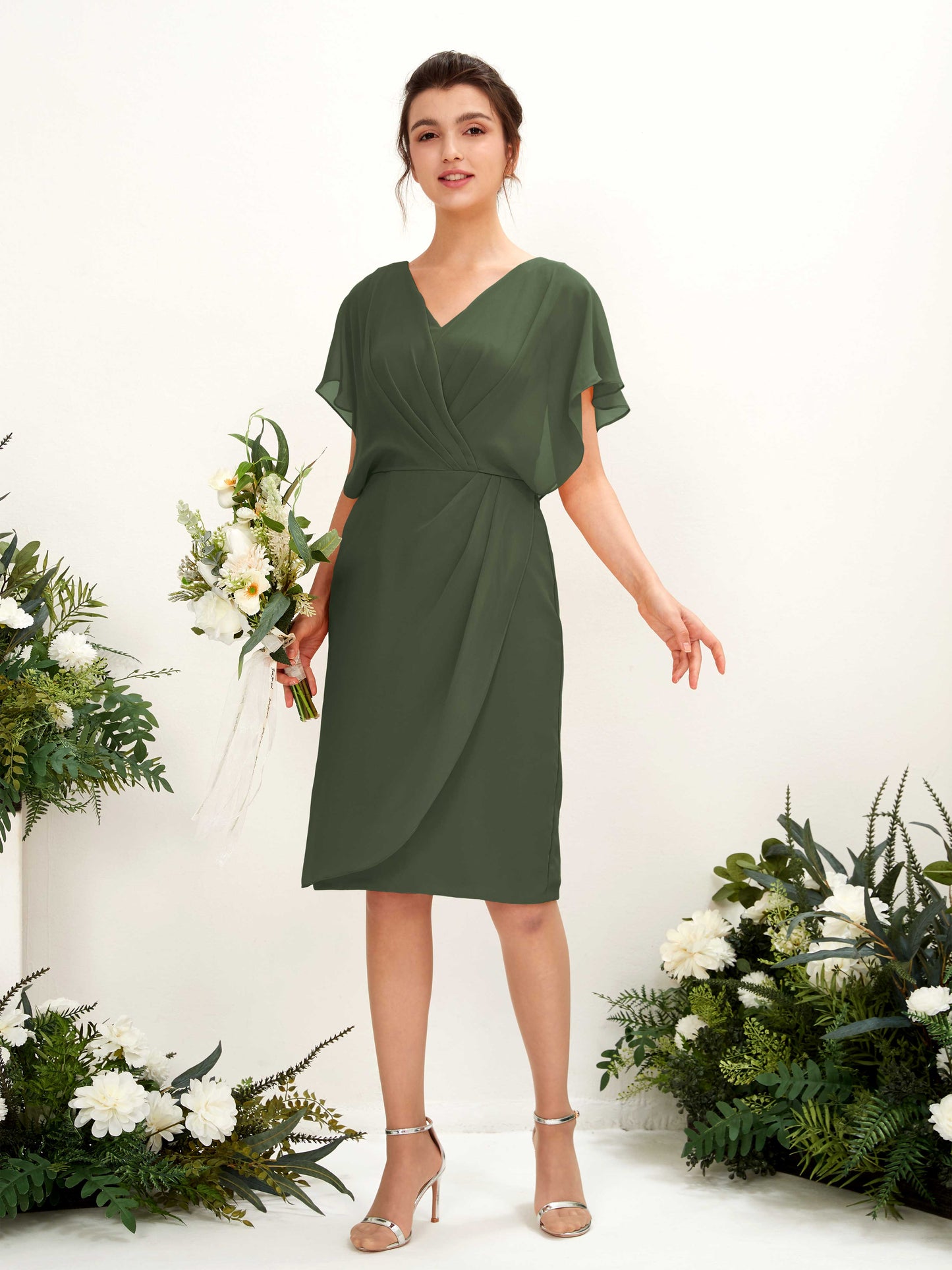 Vanessa Martini Olive Midi Dress