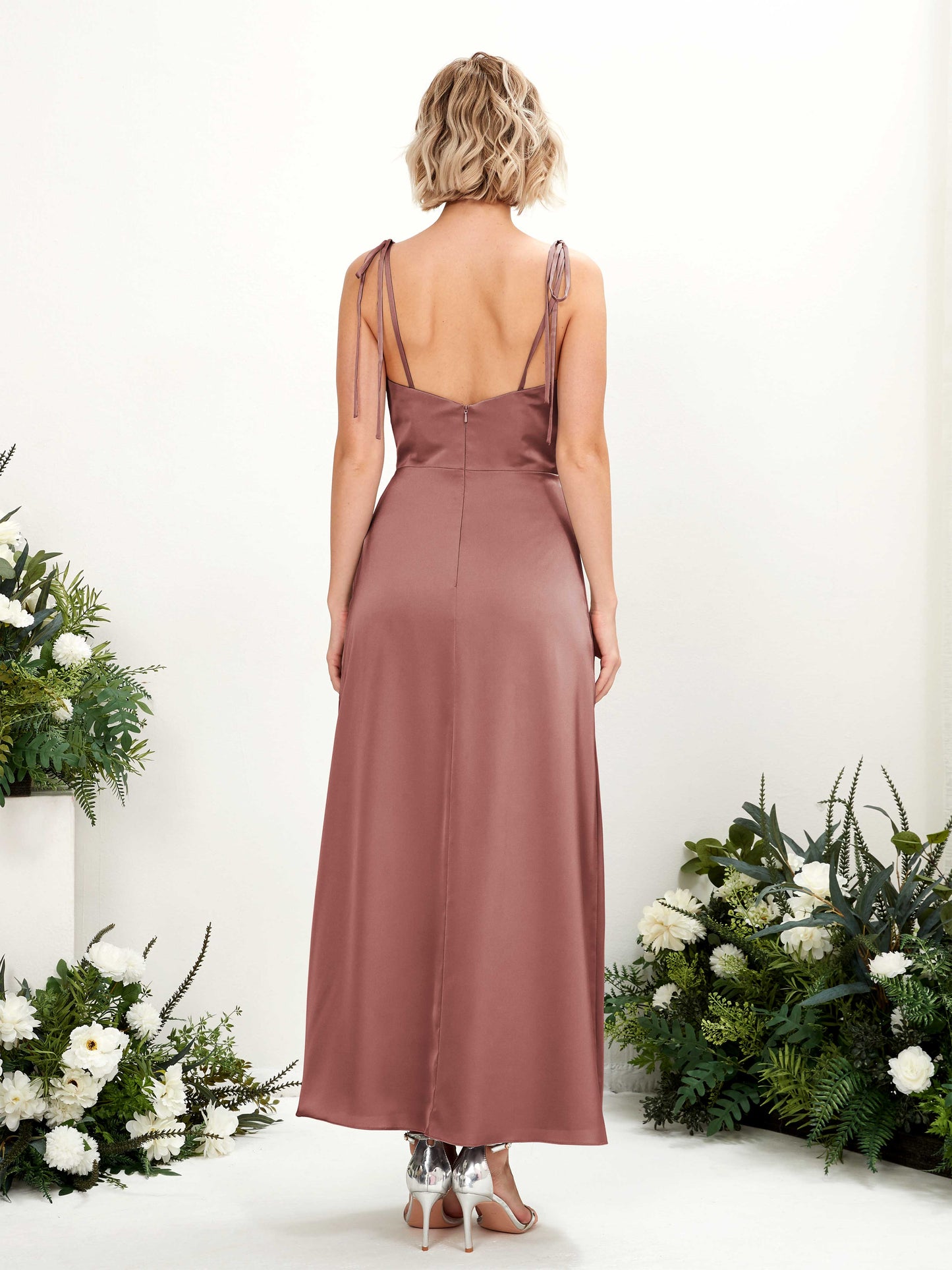 Viola Desert Rose Satin Sleeveless Maxi Dress