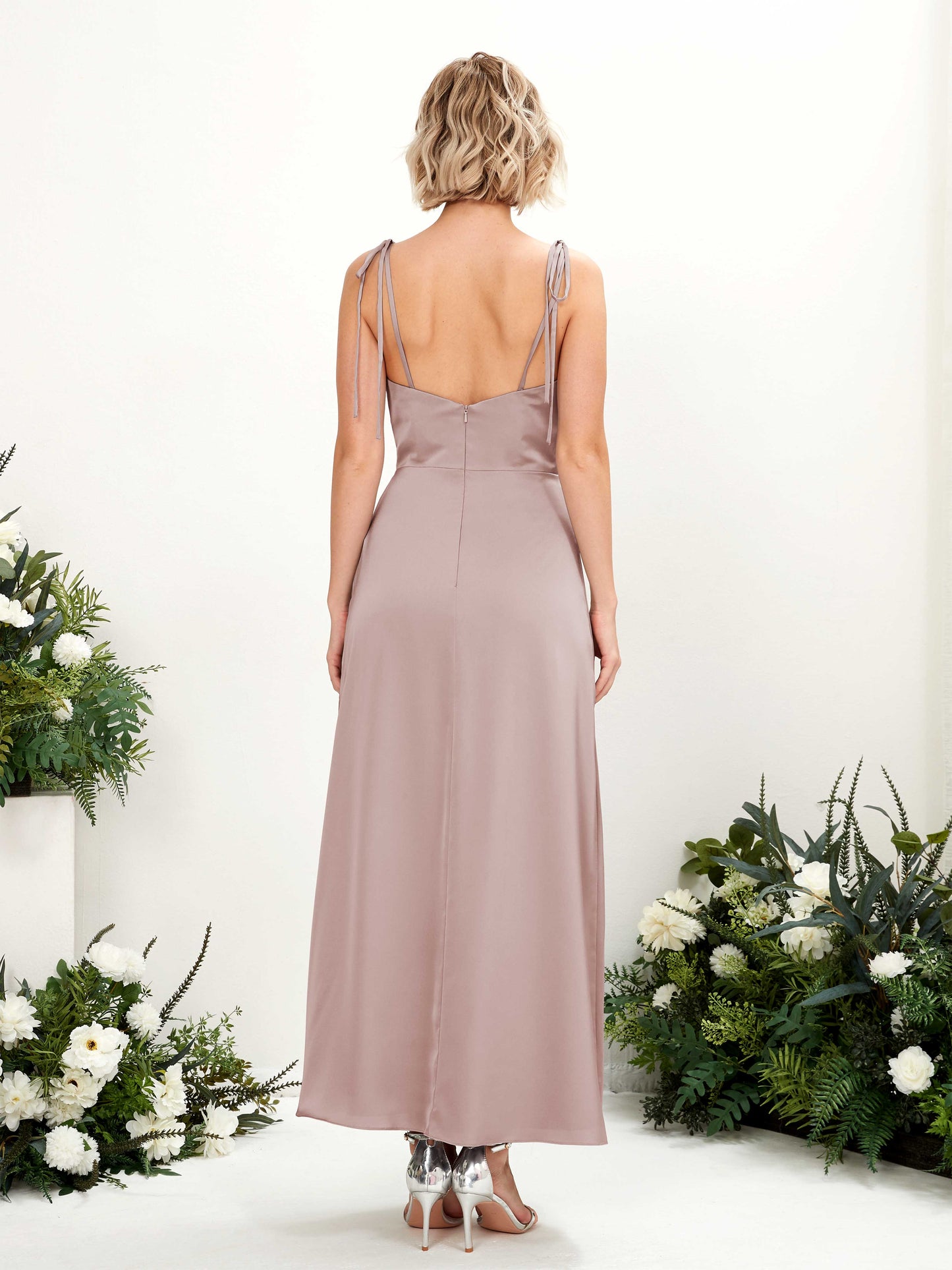 Viola Dusty Rose Satin Sleeveless Maxi Dress