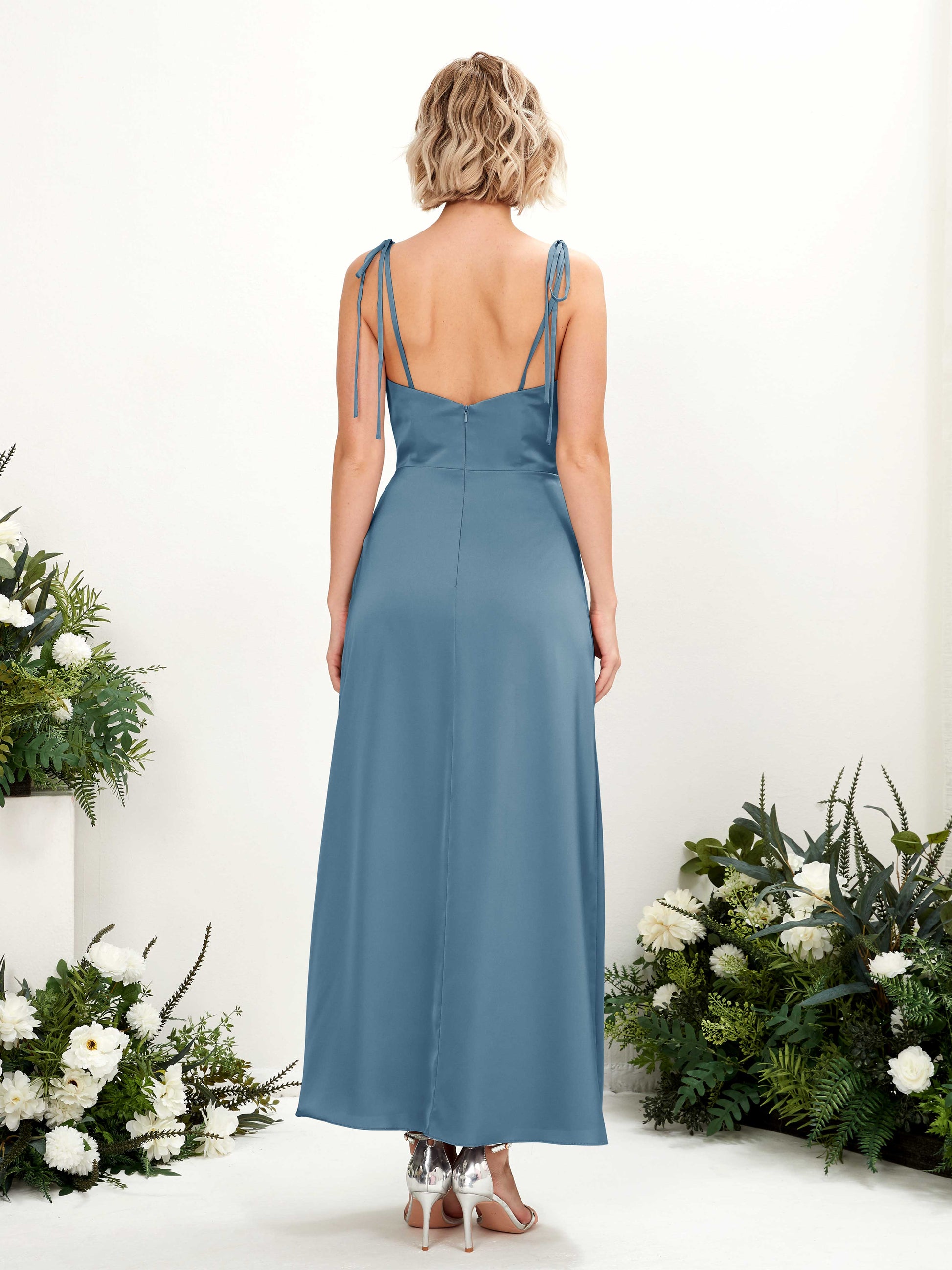 Viola Ink blue Satin Sleeveless Maxi Dress