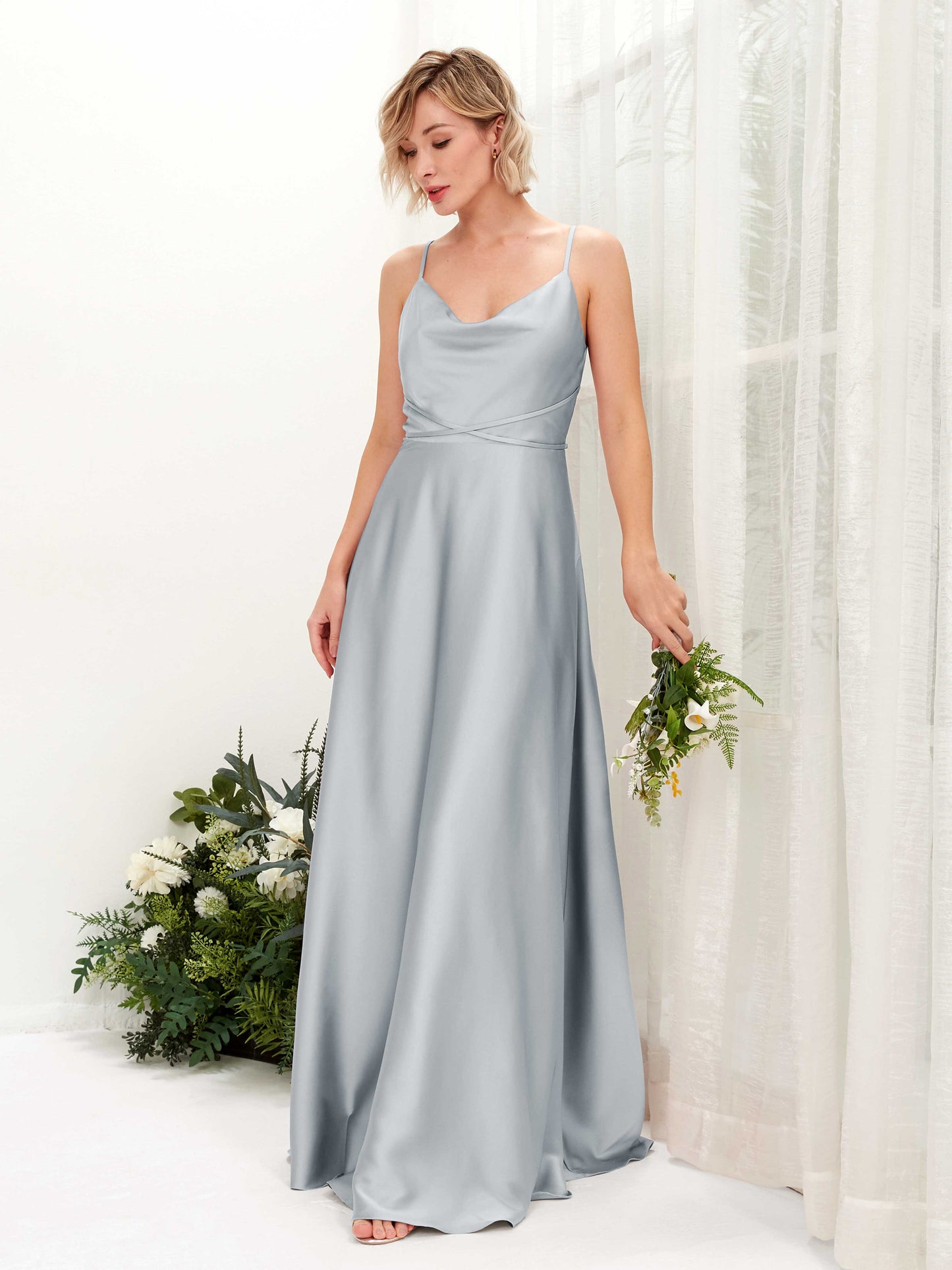 Wallis Baby Blue Satin Sleeveless Maxi Dress