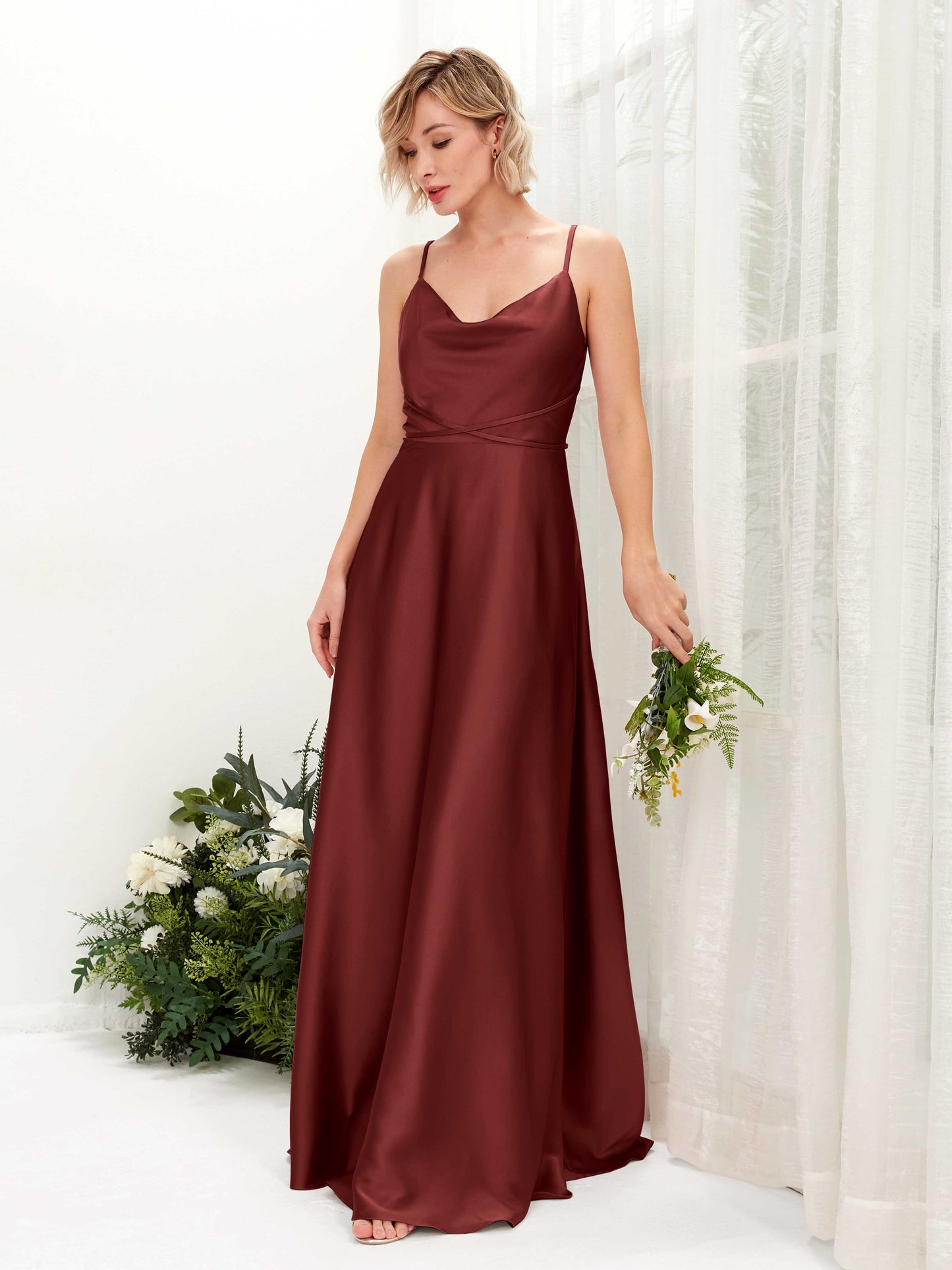 Wallis Burgundy Satin Sleeveless Maxi Dress