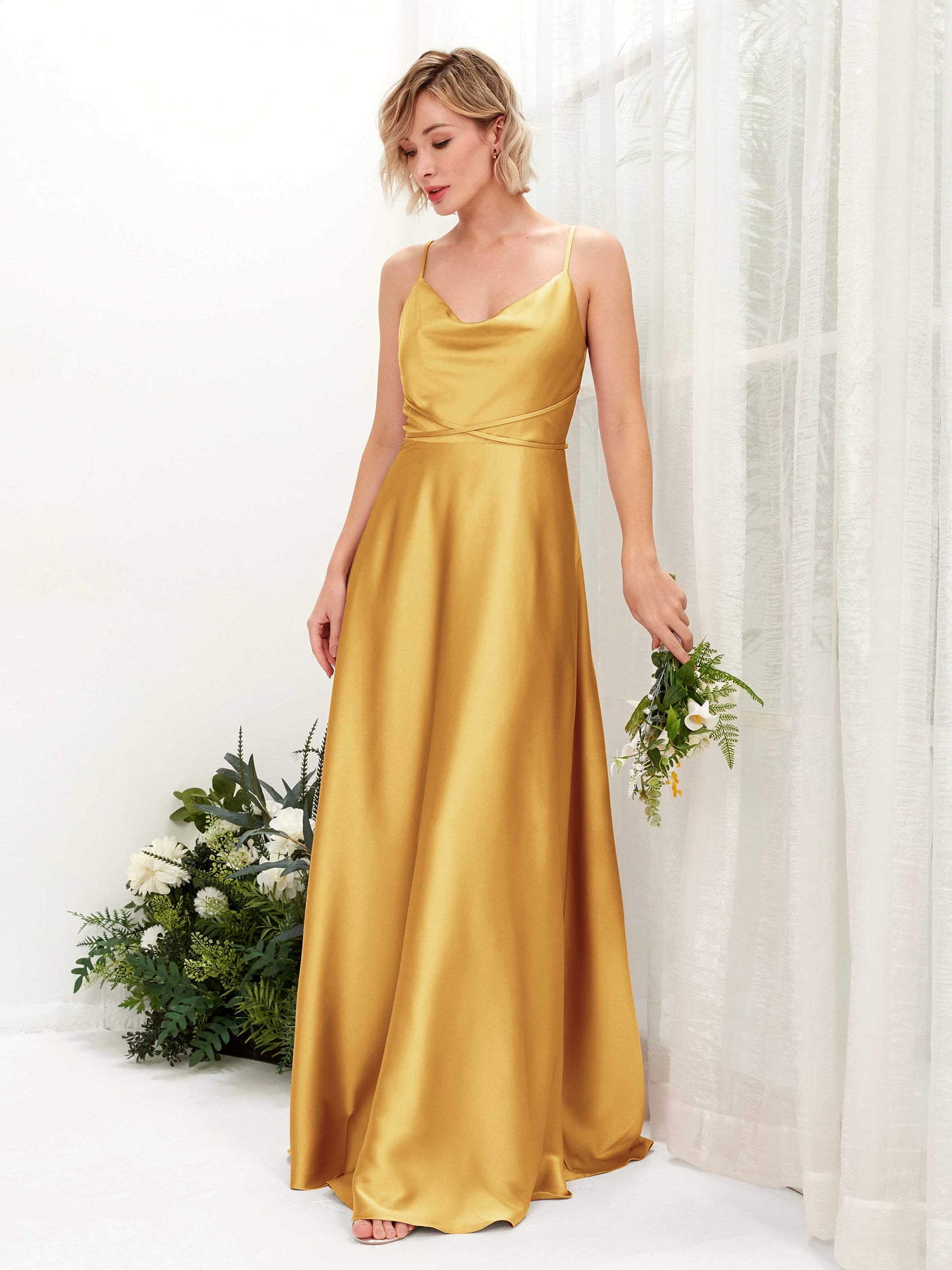 Wallis Canary Satin Sleeveless Maxi Dress