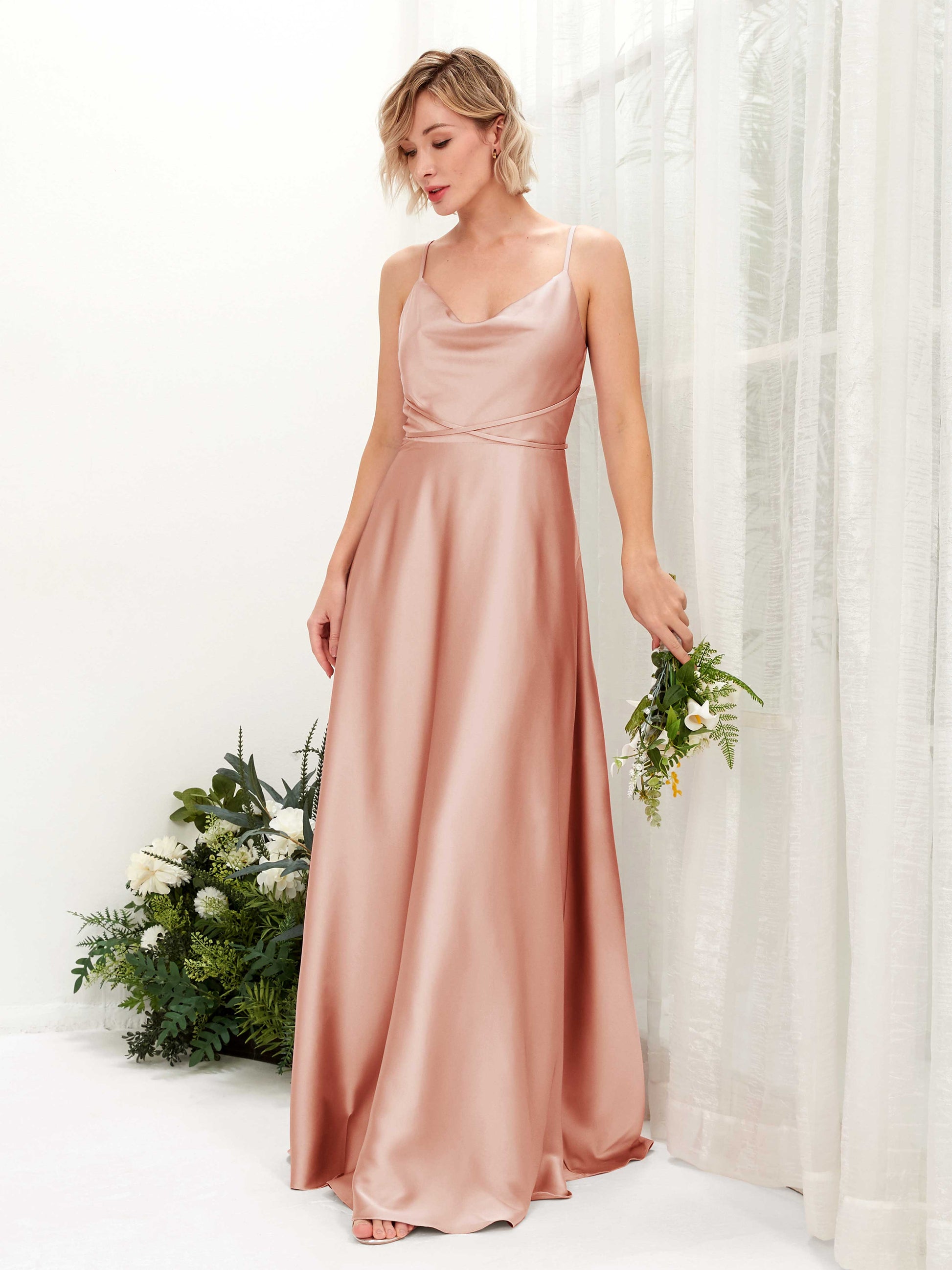 Wallis Cantaloupe Satin Sleeveless Maxi Dress