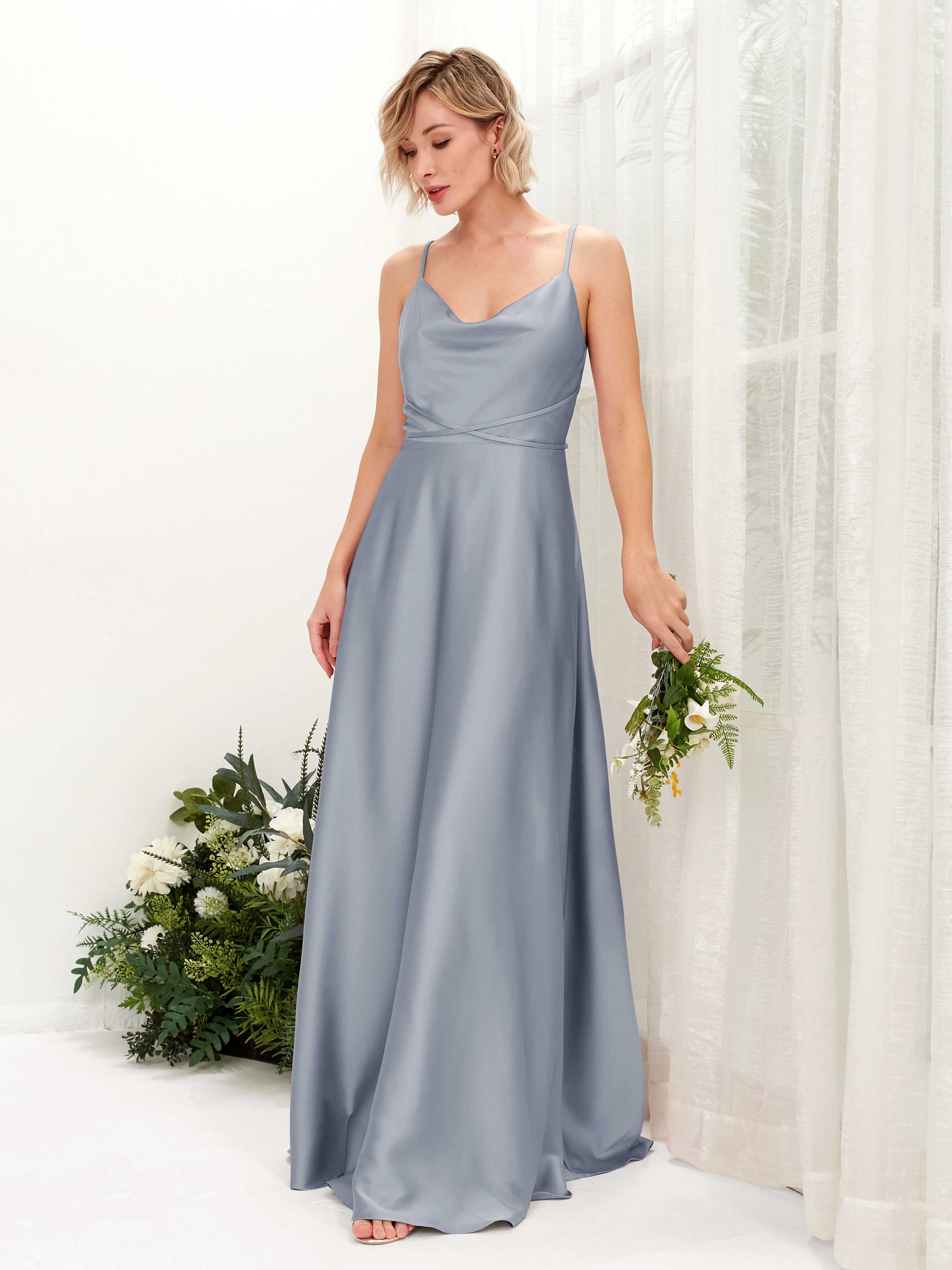 Wallis Dusty Blue Satin Sleeveless Maxi Dress