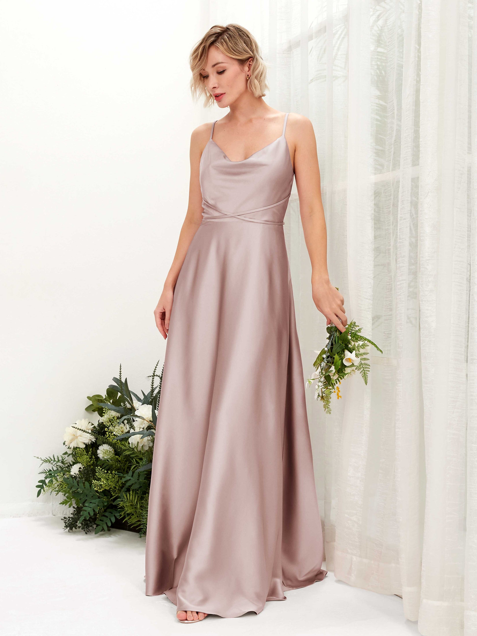 Wallis Dusty Rose Satin Sleeveless Maxi Dress