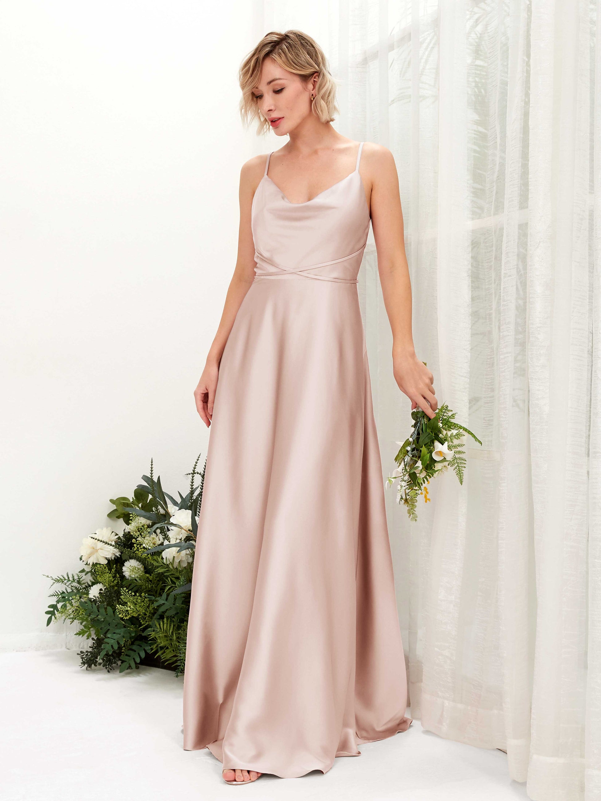 Wallis Pearl Pink Satin Sleeveless Maxi Dress