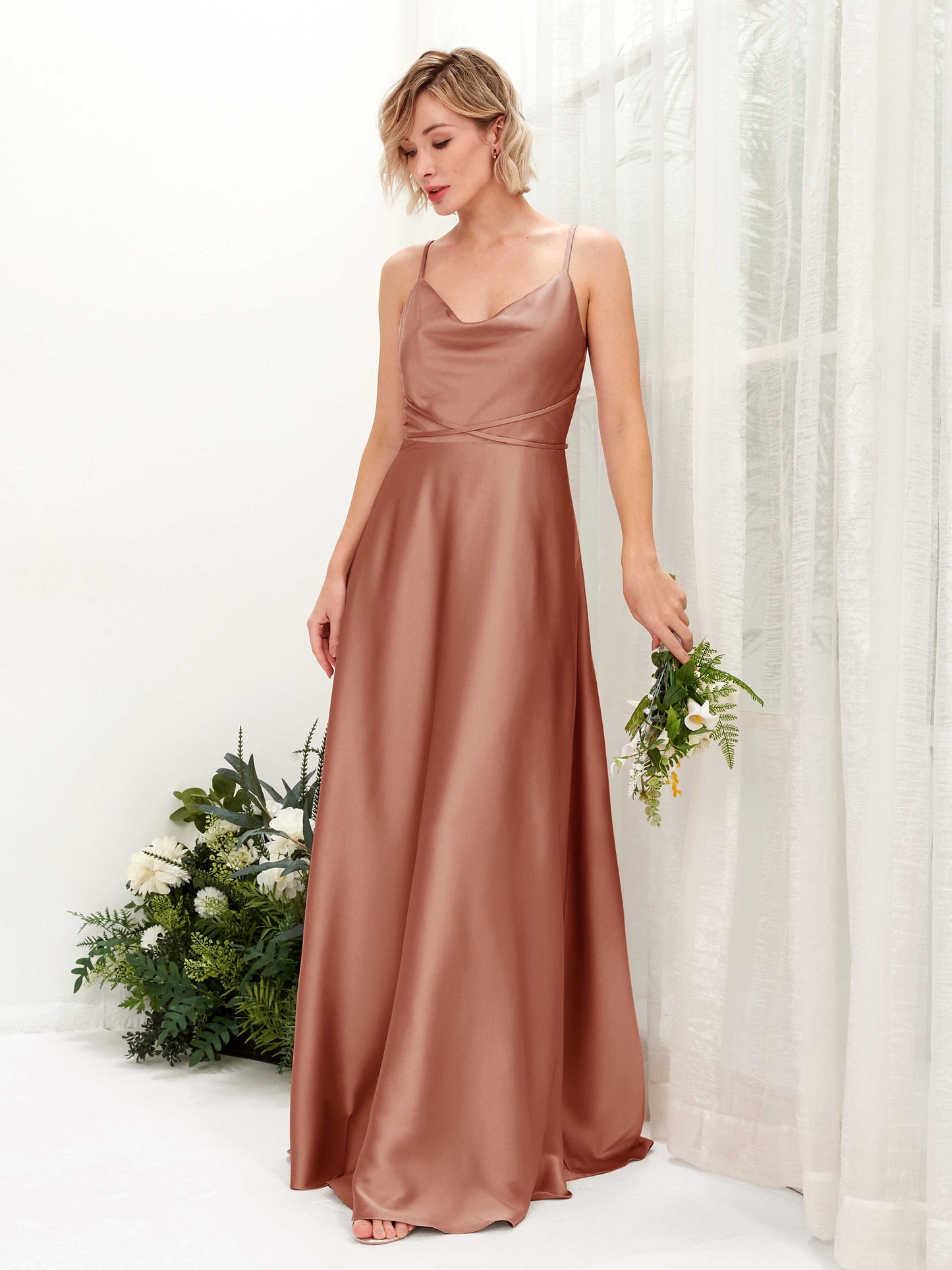 Wallis Raw Sienna Satin Sleeveless Maxi Dress