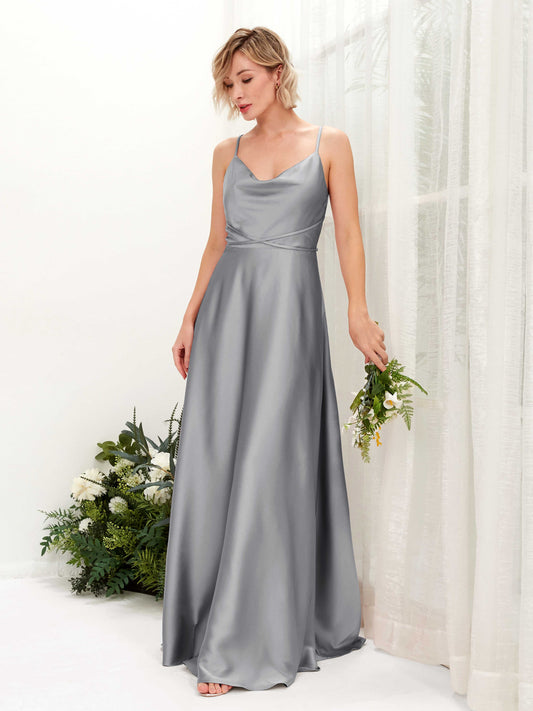 Wallis Steel Gray Satin Sleeveless Maxi Dress