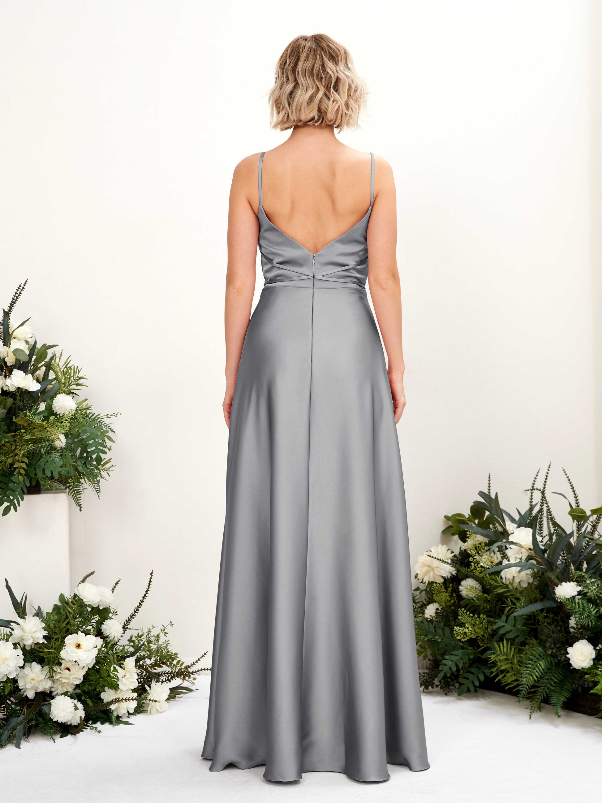 Wallis Steel Gray Satin Sleeveless Maxi Dress