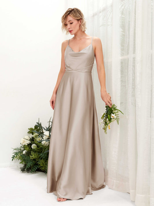 Wallis Taupe Satin Sleeveless Maxi Dress