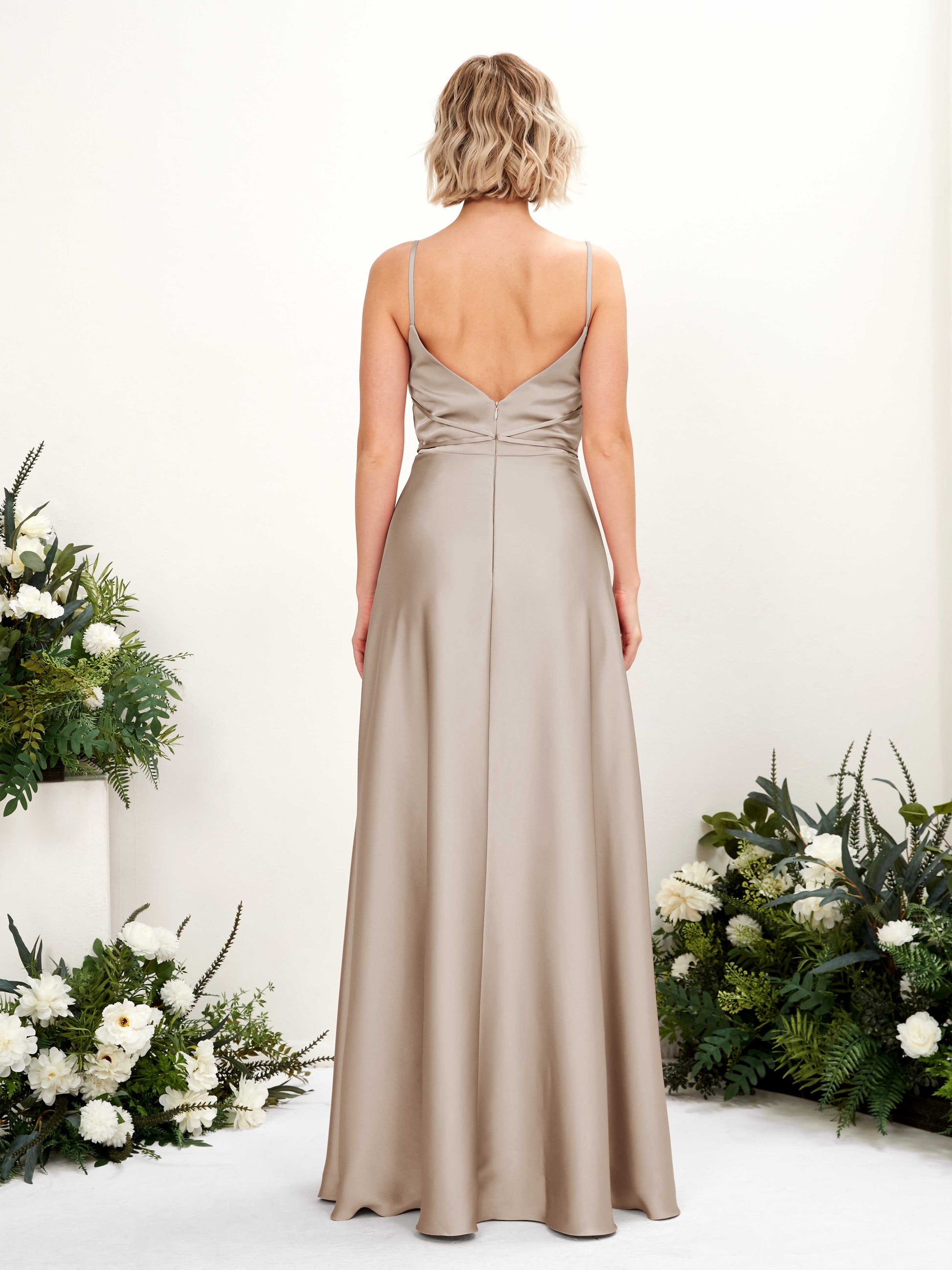 Wallis Taupe Satin Sleeveless Maxi Dress