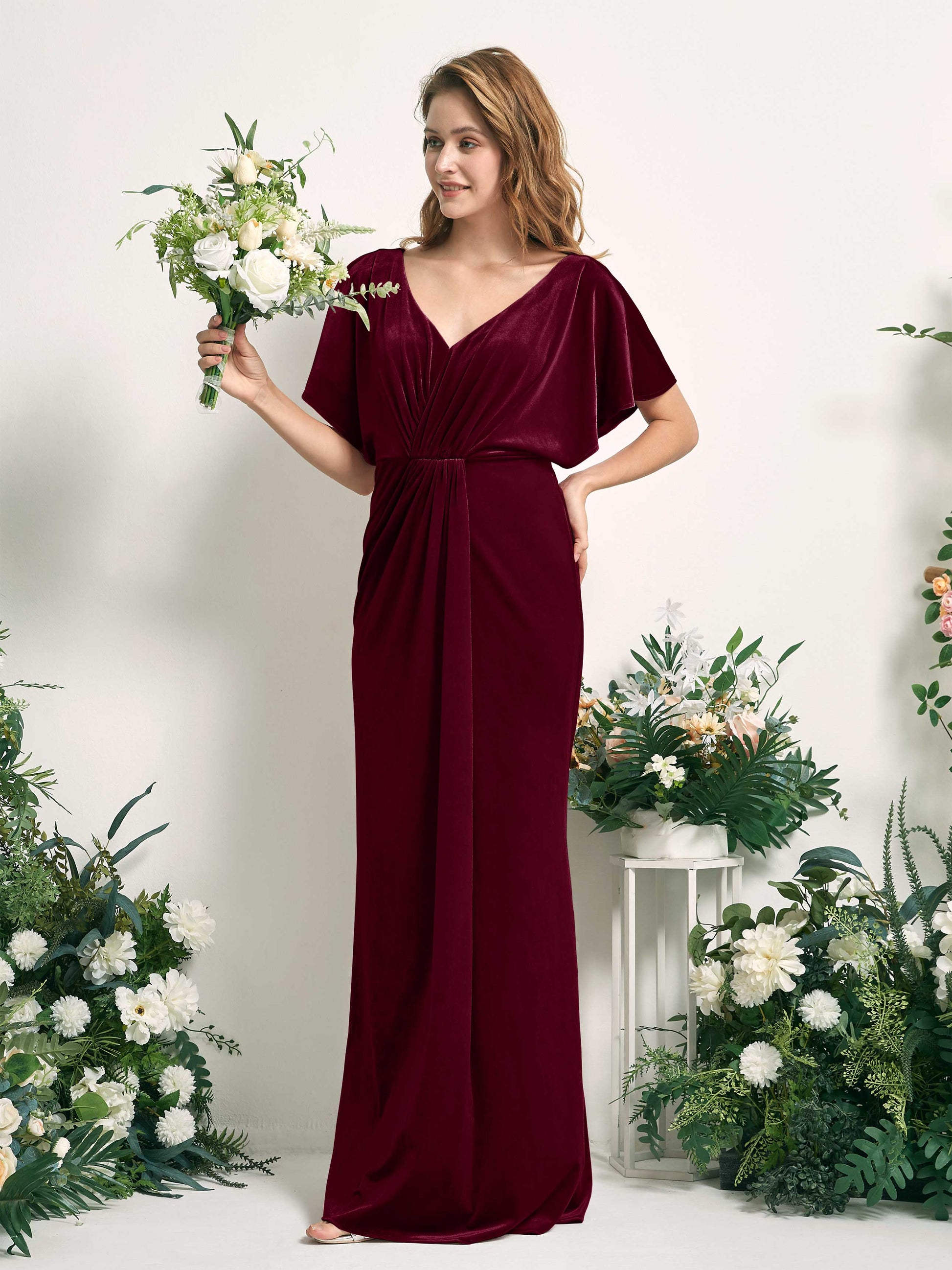 Wanda Burgundy Velvet Maxi Dress