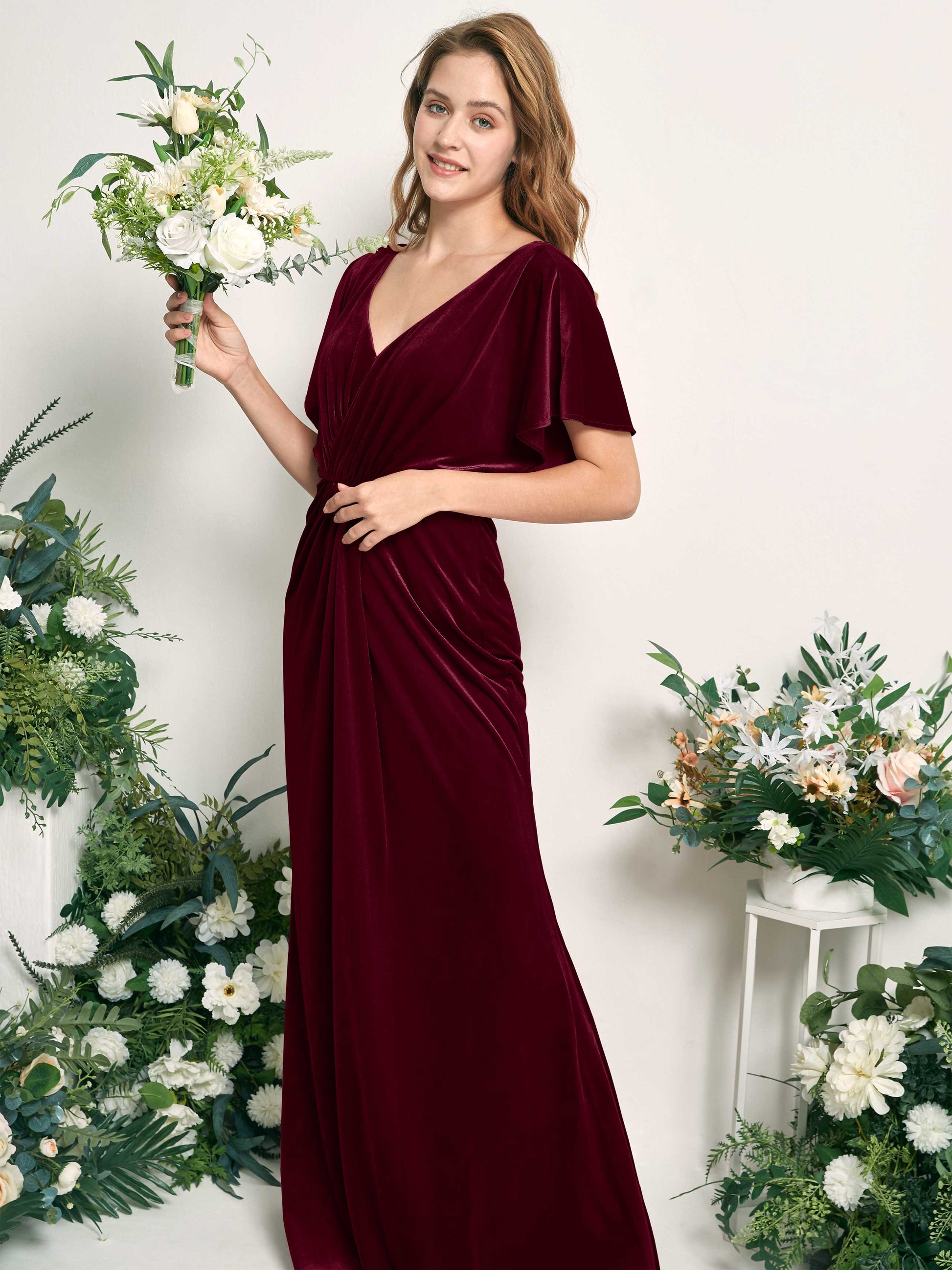 Wanda Burgundy Velvet Maxi Dress