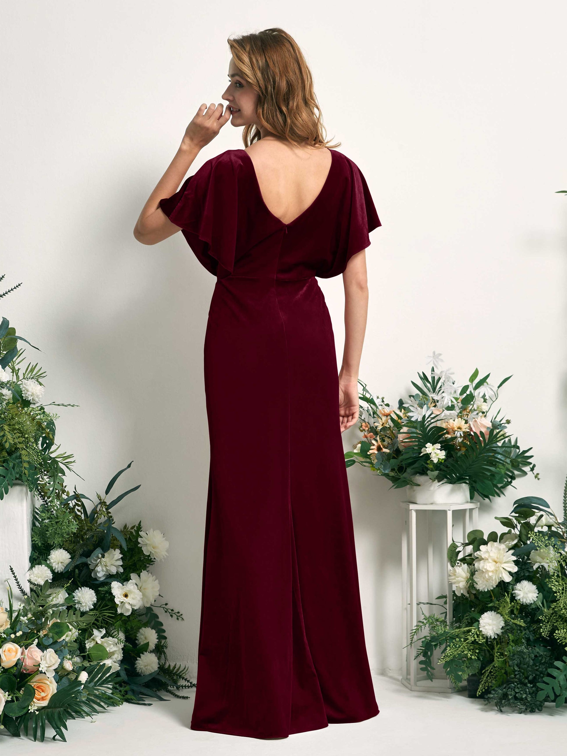 Wanda Burgundy Velvet Maxi Dress