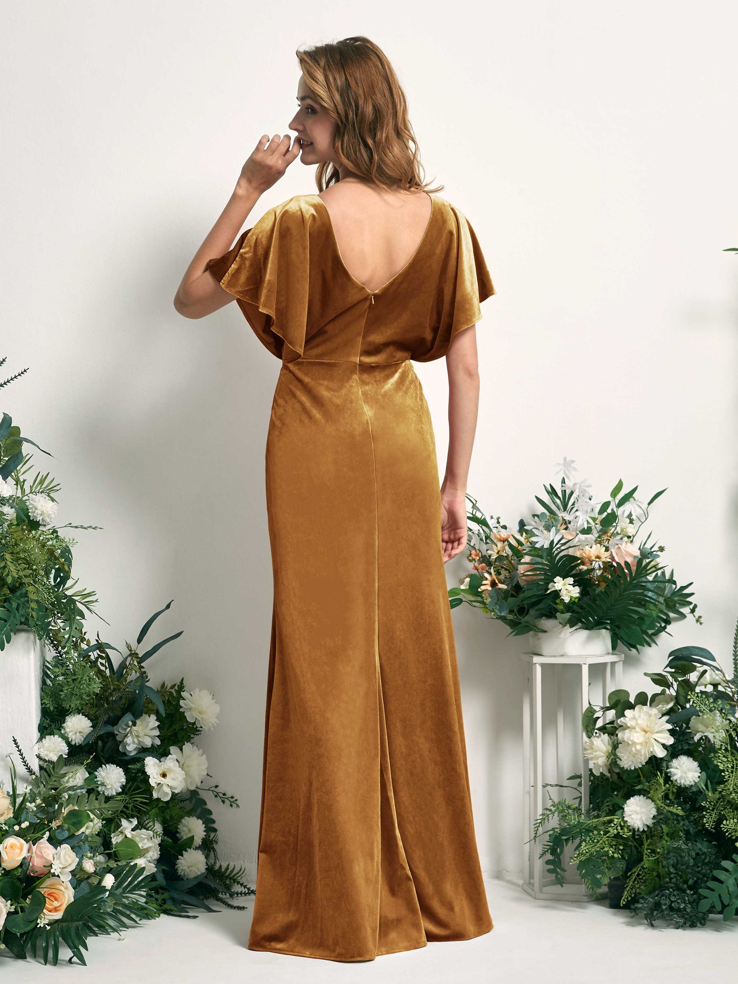 Wanda Burnished Gold Velvet Maxi Dress