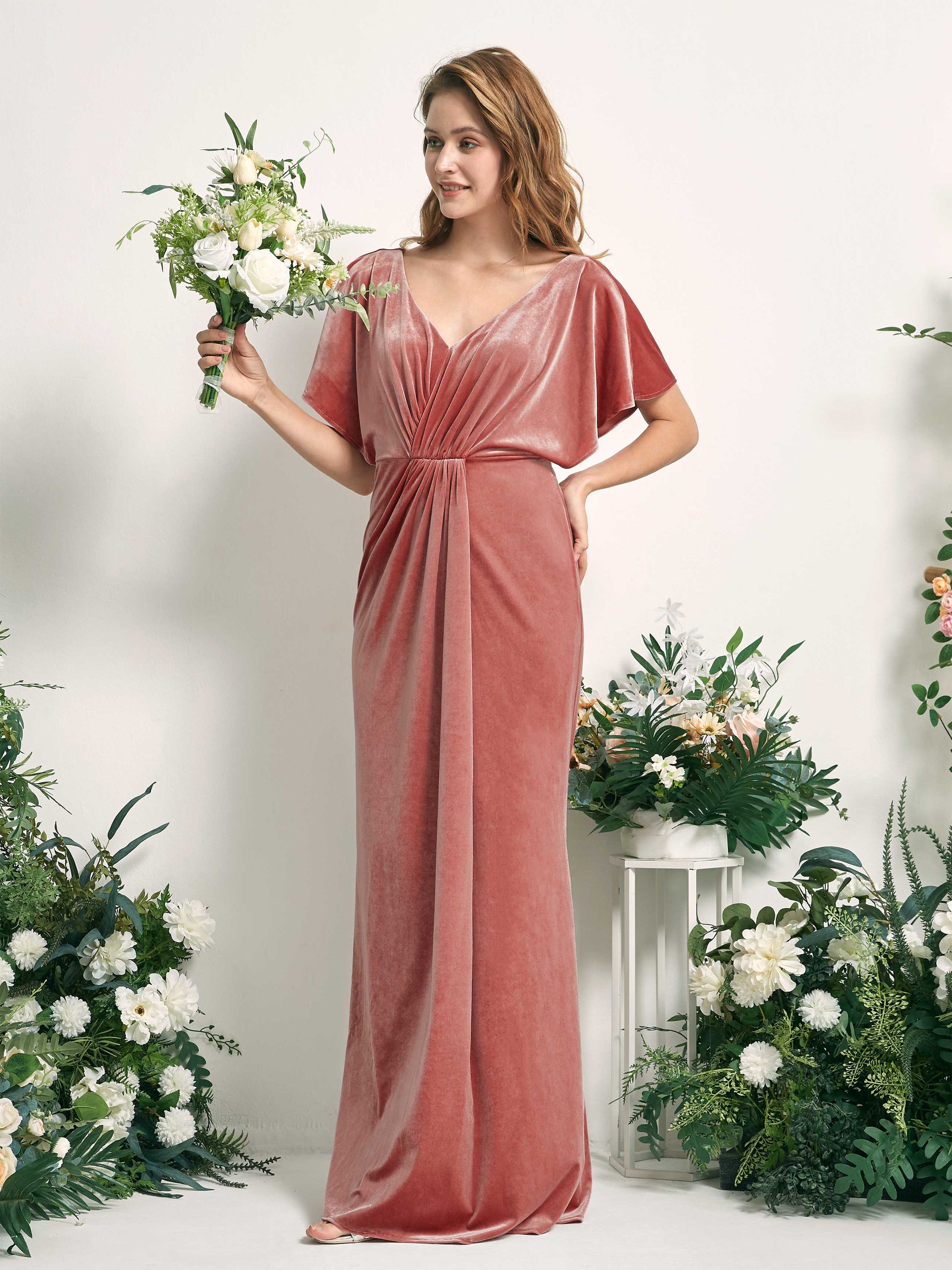 Wanda Dusty Rose Velvet Maxi Dress