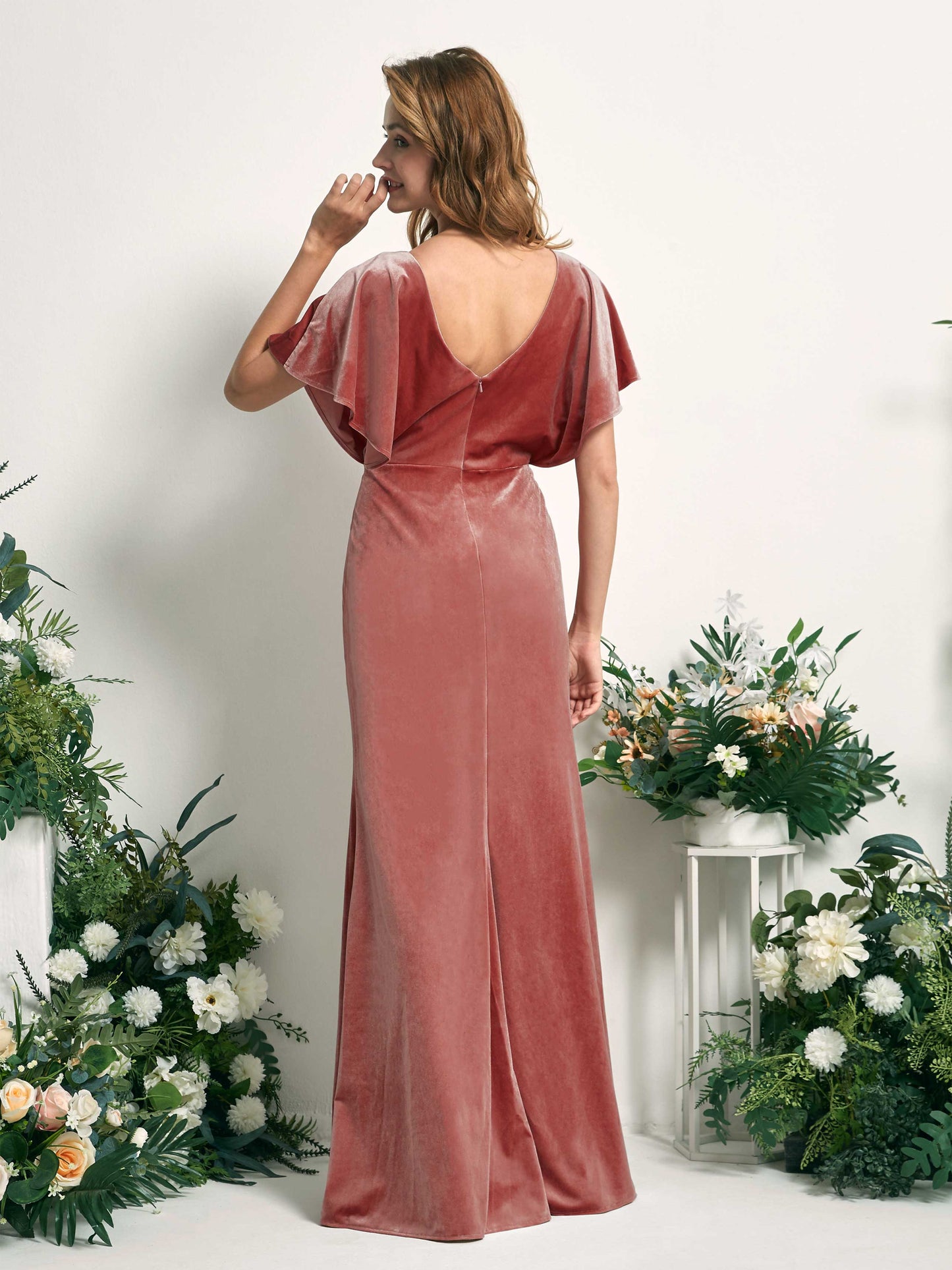 Wanda Dusty Rose Velvet Maxi Dress