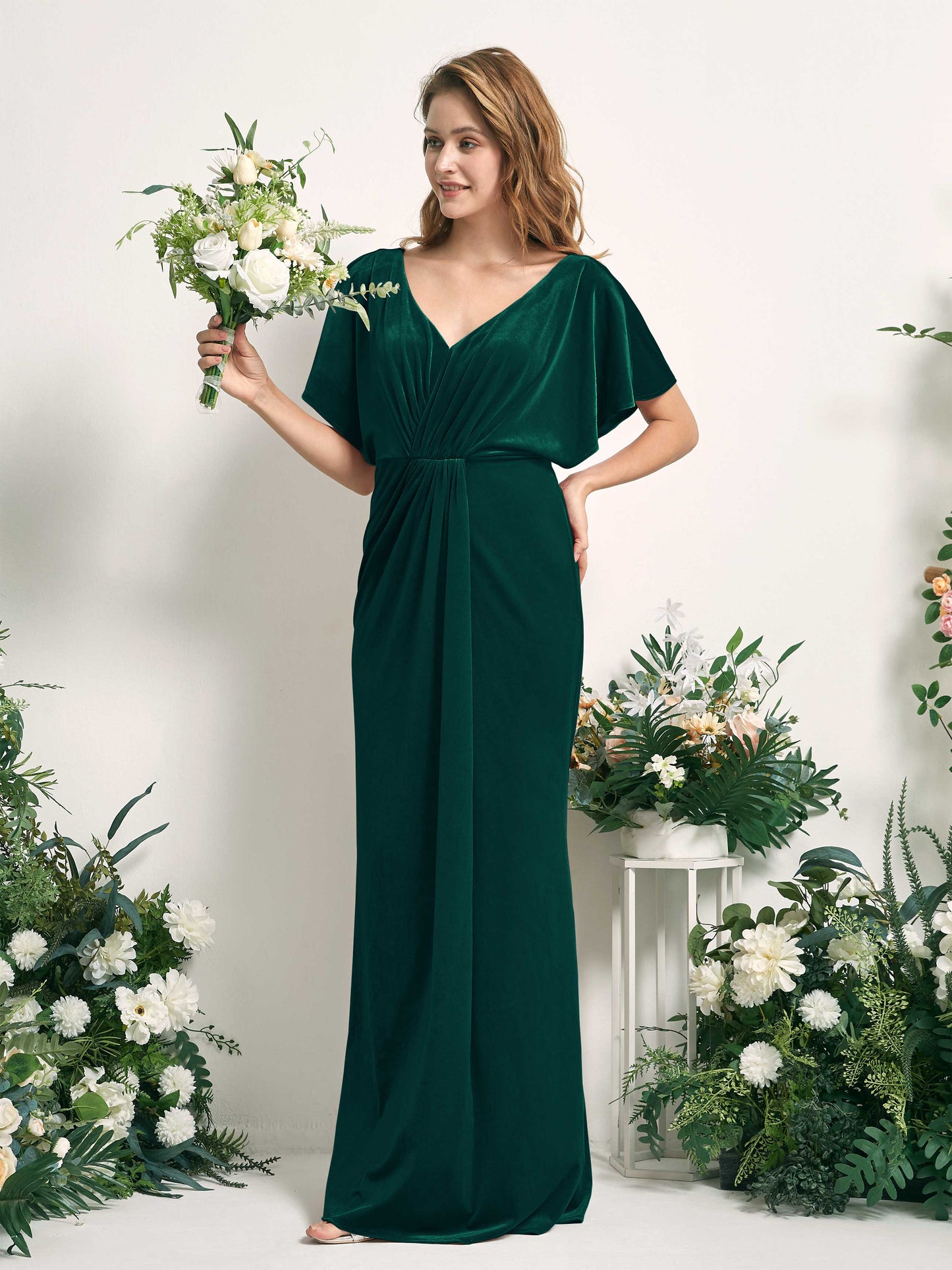 Wanda Hunter Green Velvet Maxi Dress