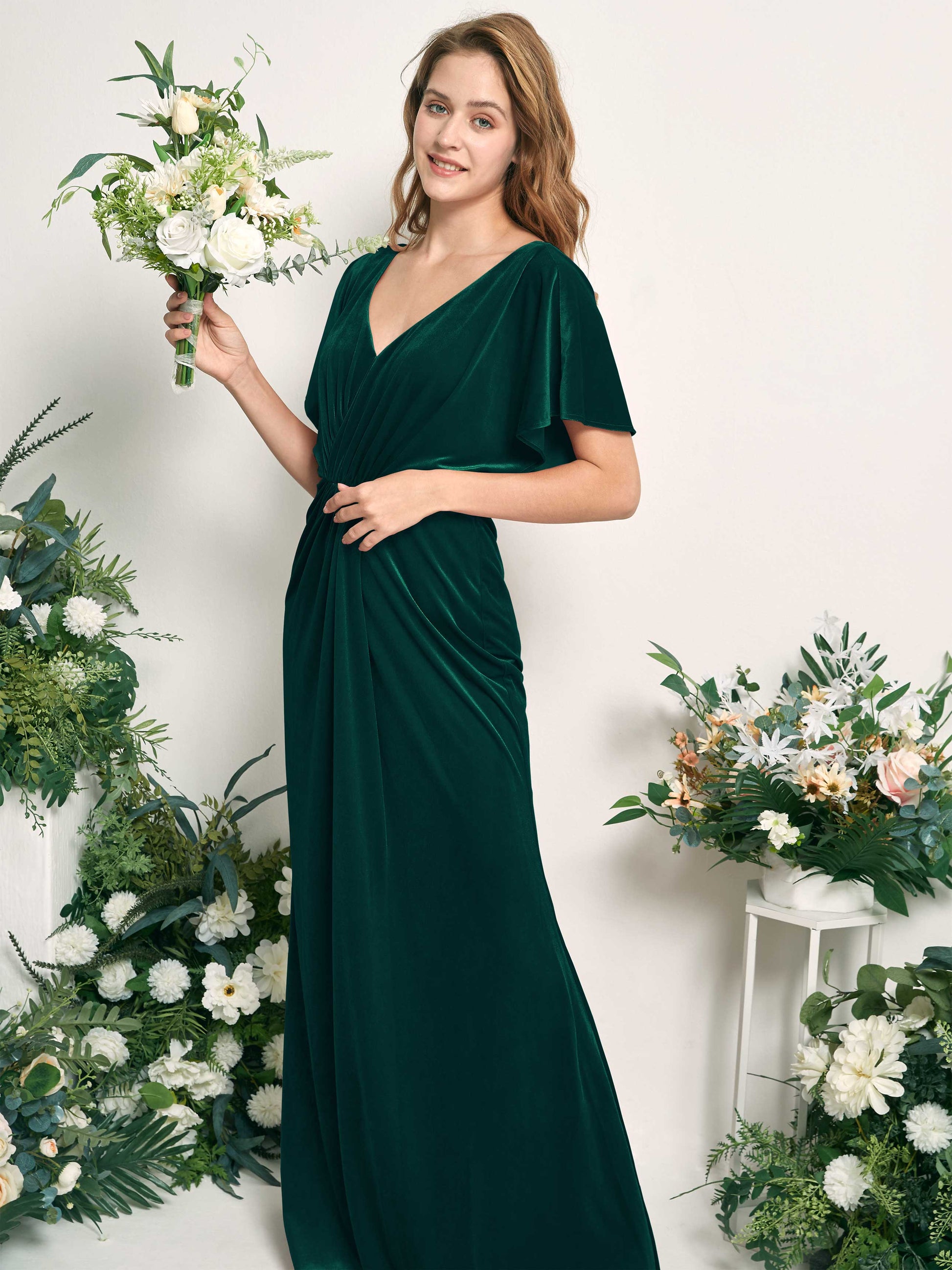 Wanda Hunter Green Velvet Maxi Dress