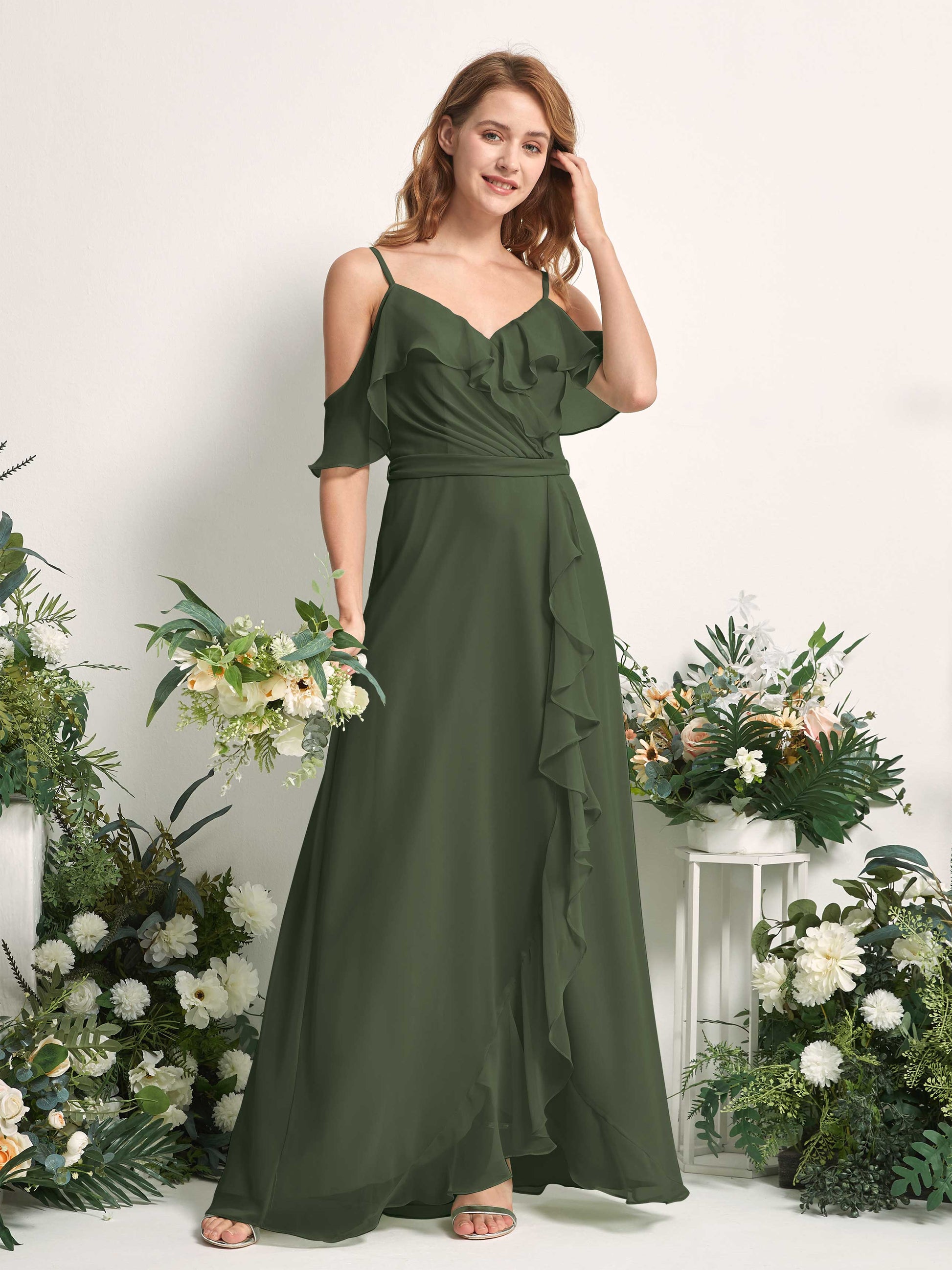 Yvette Martini Olive Sleeveless Maxi Dress