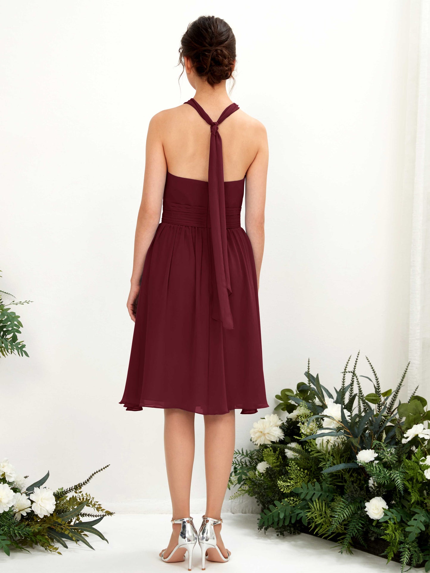 Yvonne Burgundy Halter Midi Dress