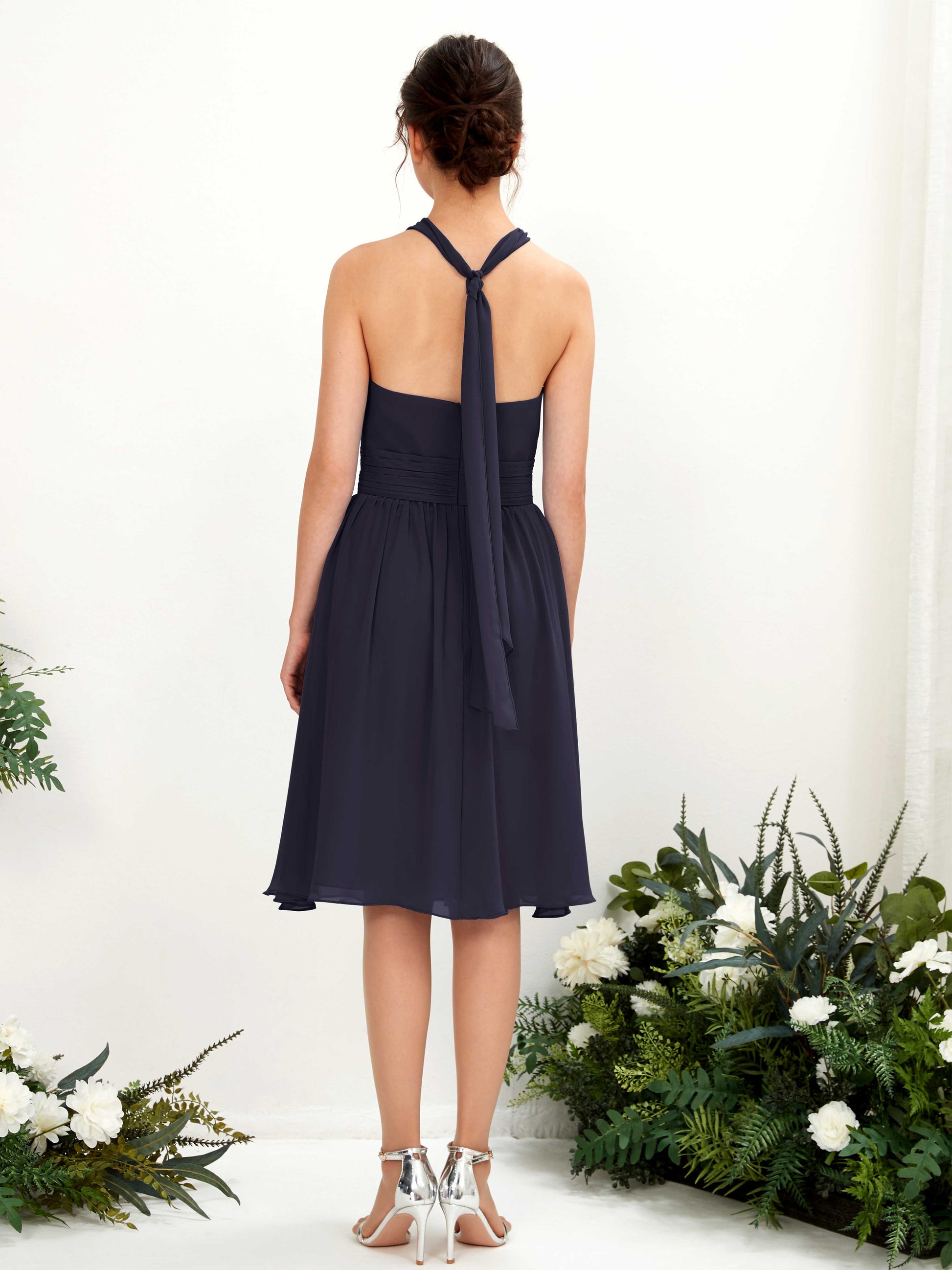 Yvonne Dark Navy Halter Midi Dress