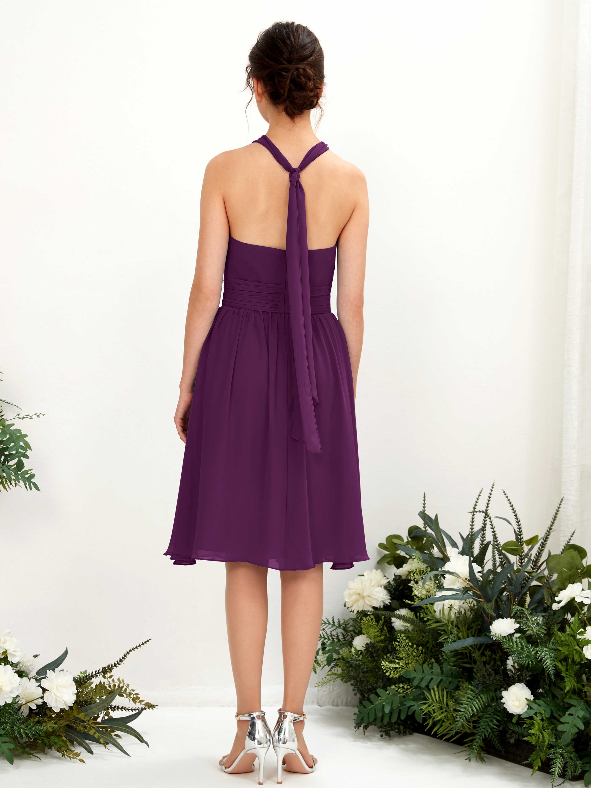 Yvonne Grape Halter Midi Dress