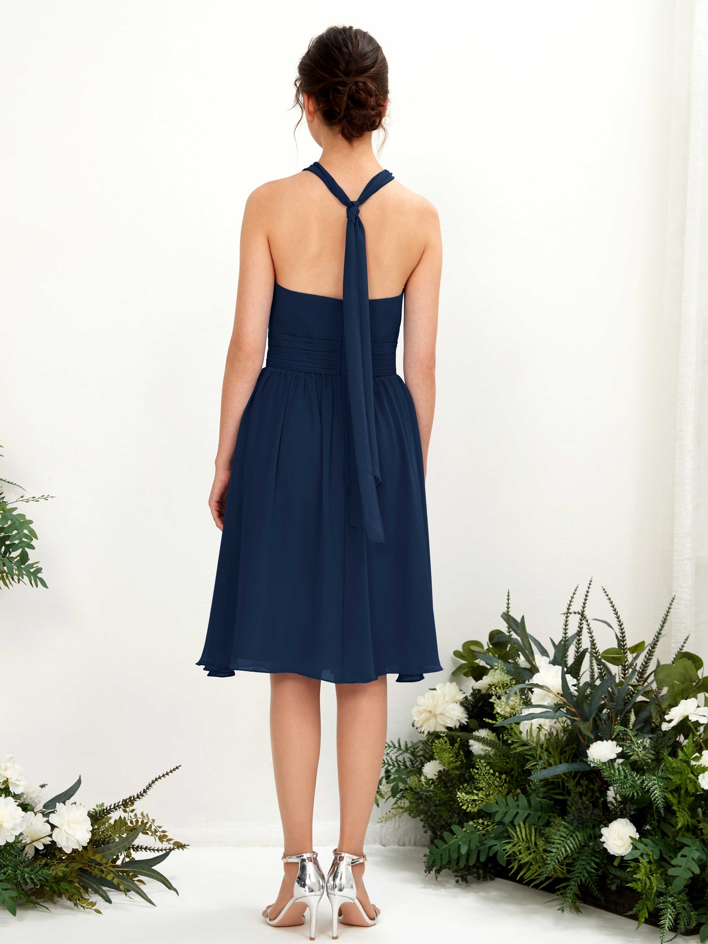 Yvonne Navy Halter Midi Dress