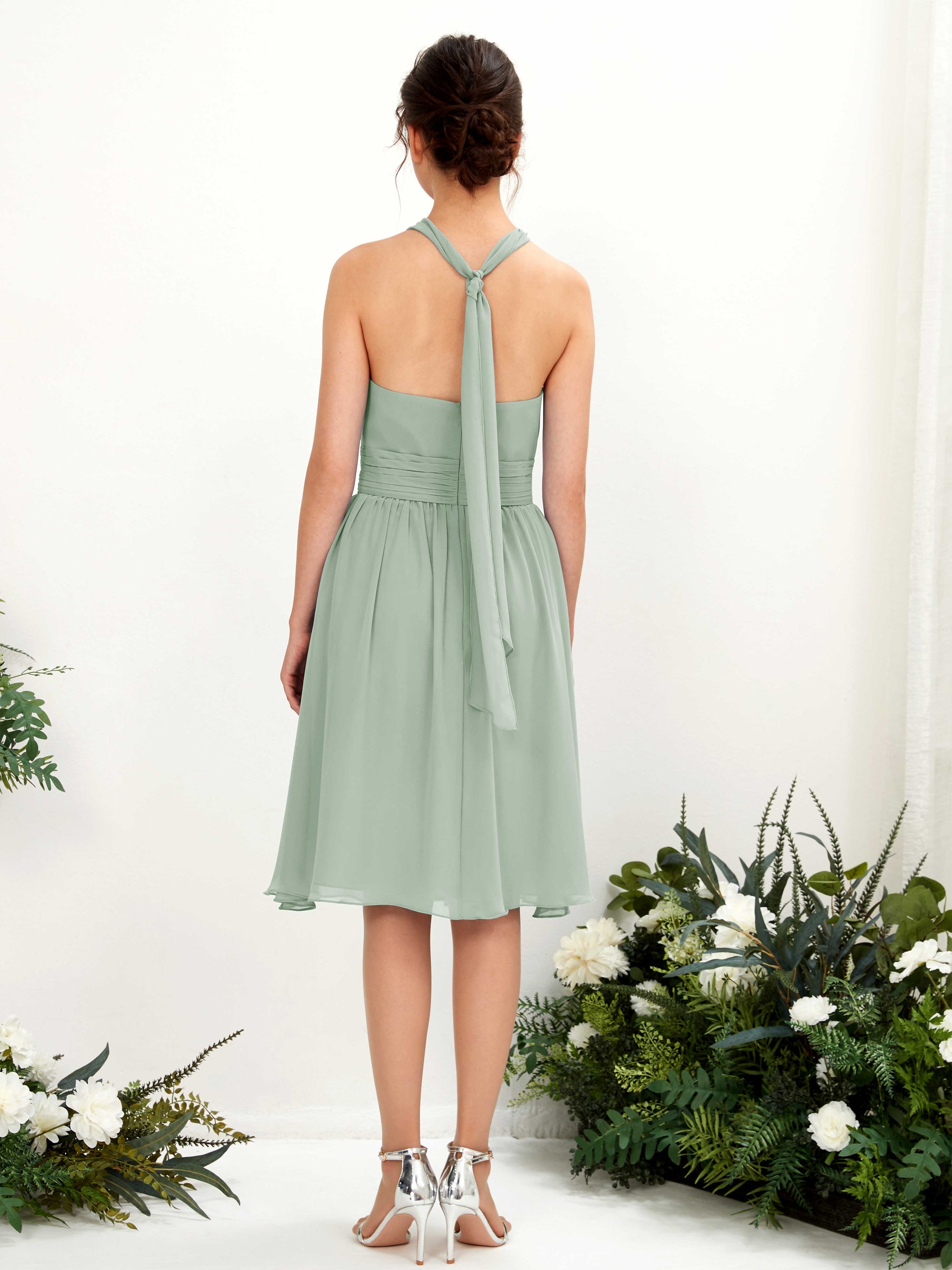 Yvonne Sage Green Halter Midi Dress