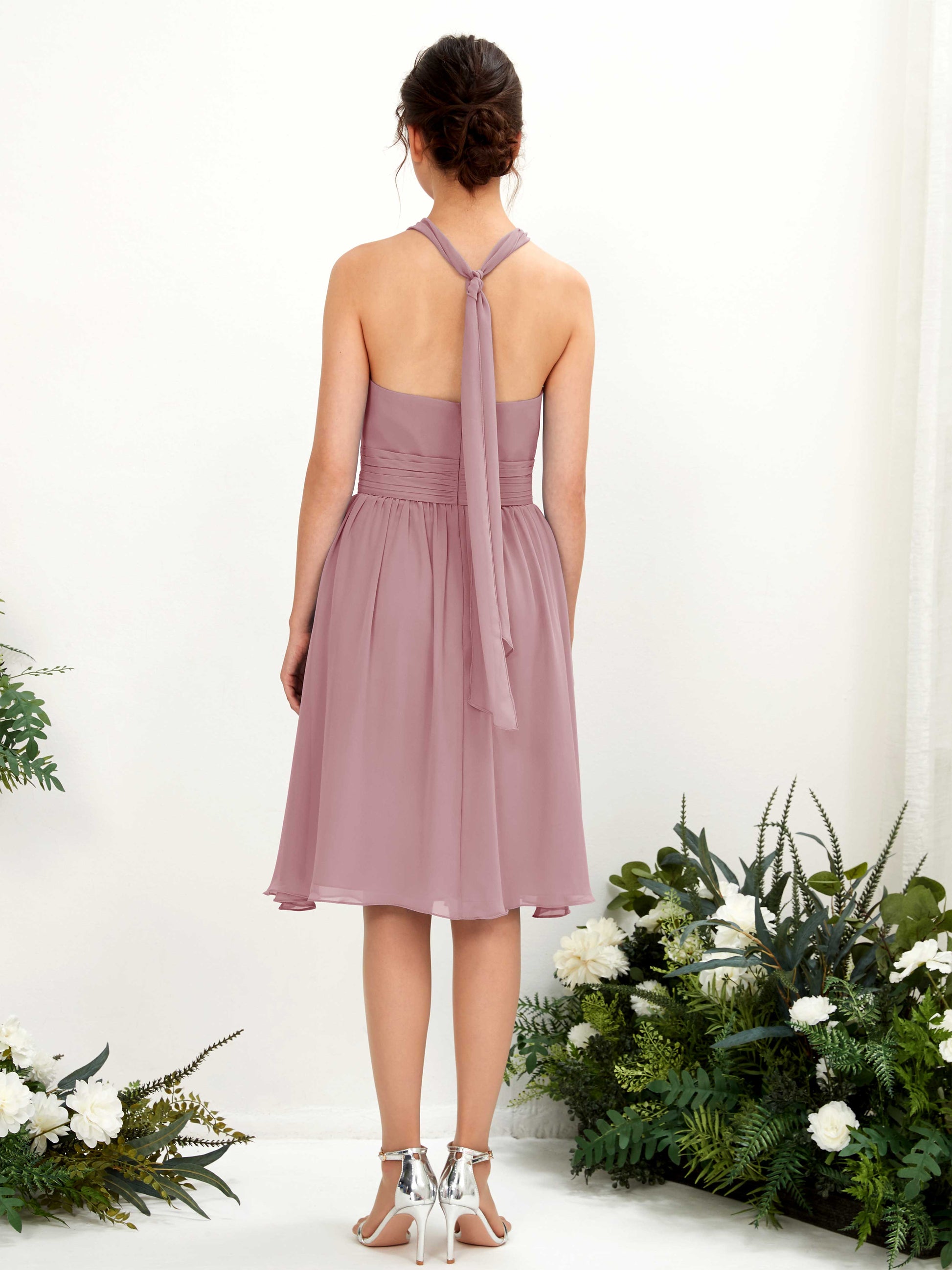 Yvonne Vintage Mauve Halter Midi Dress