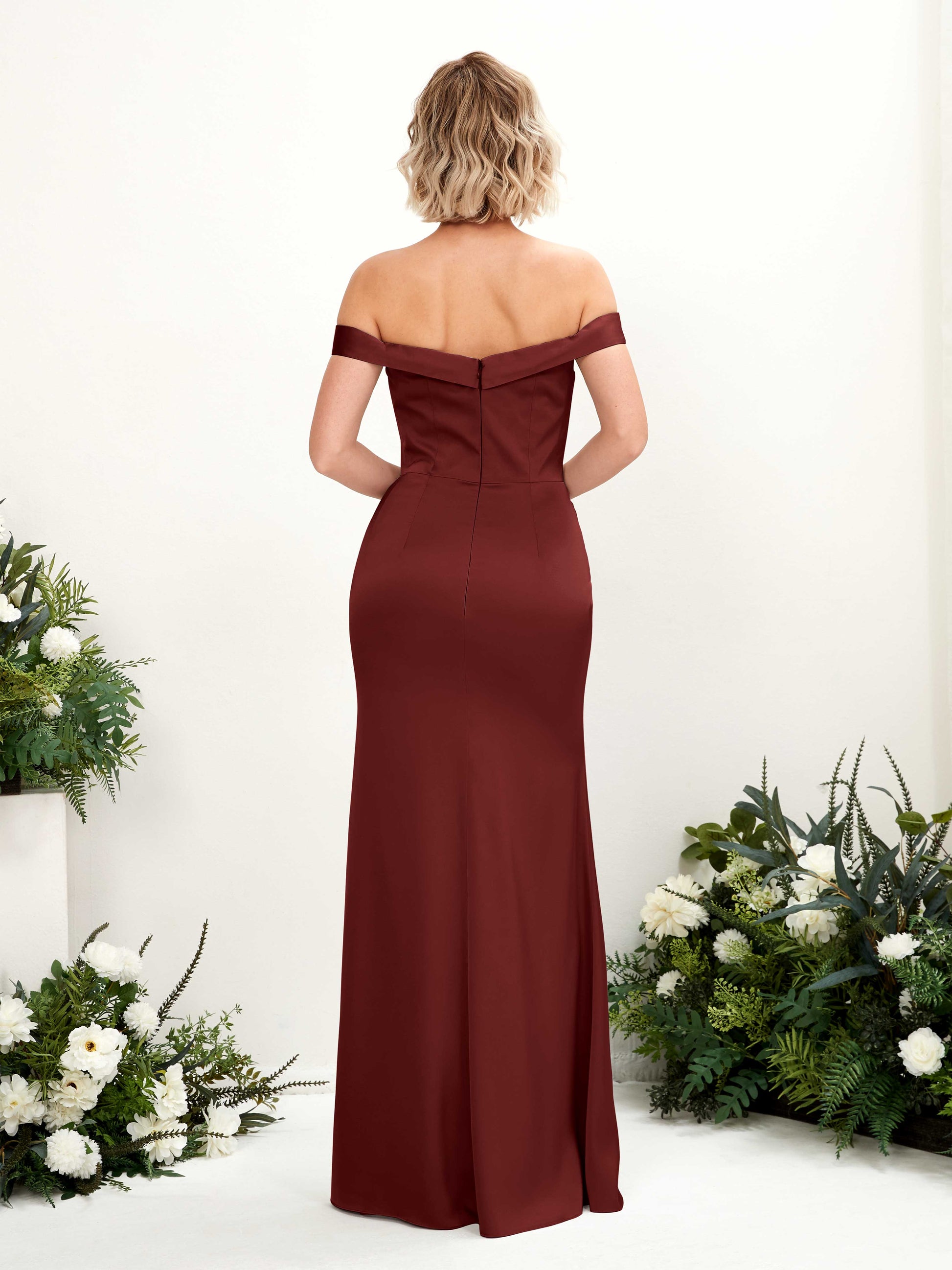 Zoe Burgundy Satin Sleeveless Maxi Dress