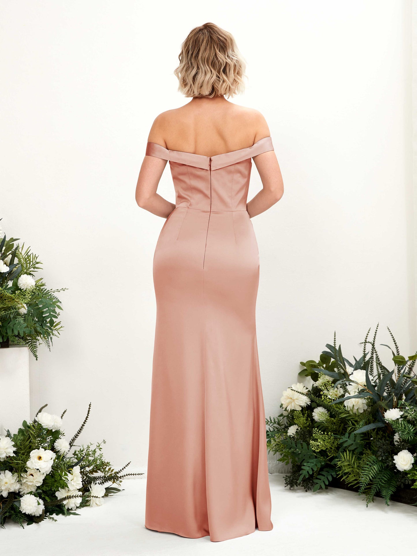 Zoe Cantaloupe Satin Sleeveless Maxi Dress