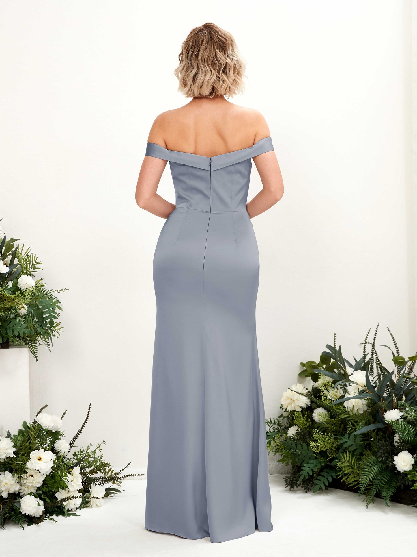 Zoe Dusty Blue Satin Sleeveless Maxi Dress