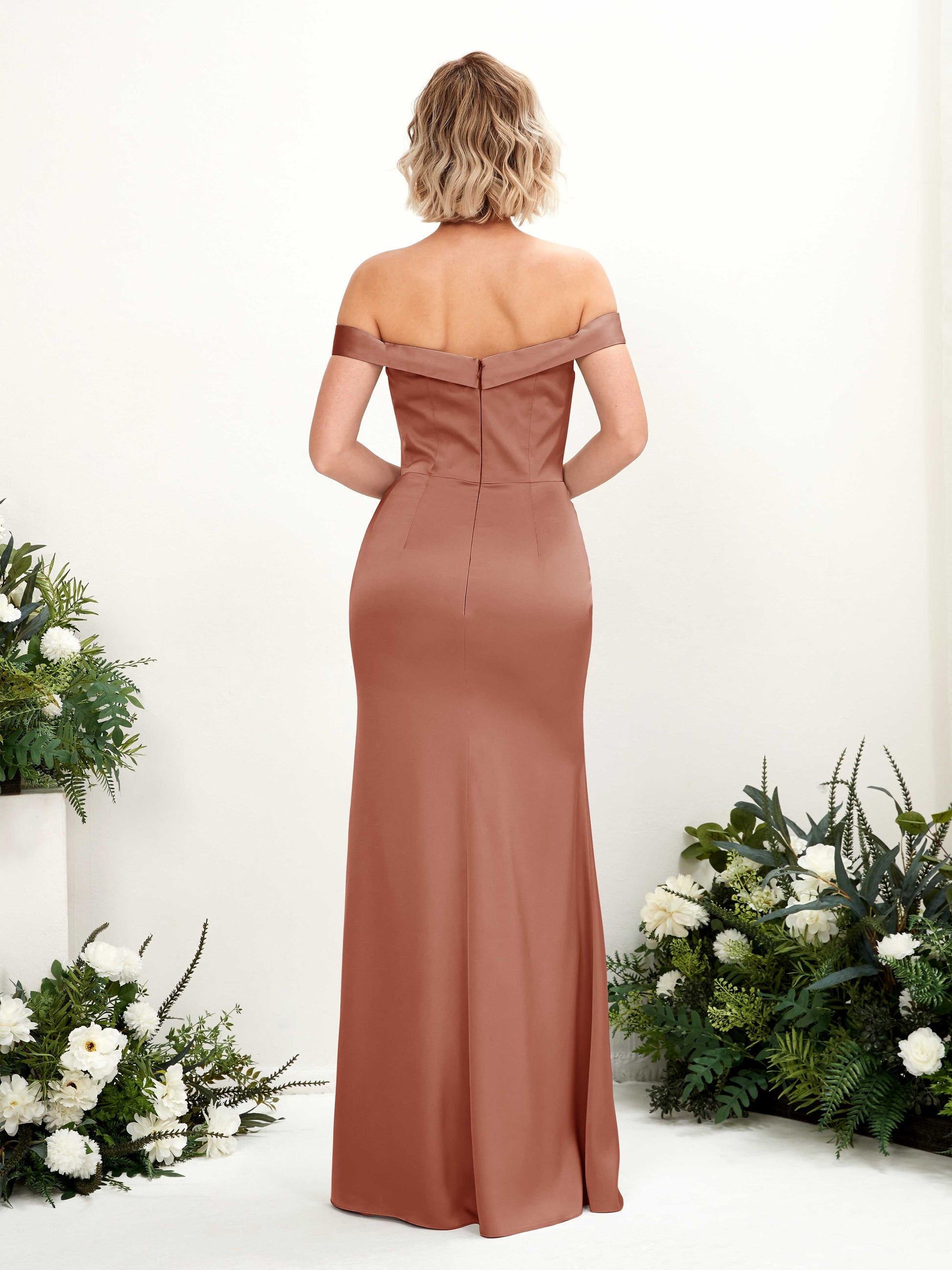 Zoe Raw Sienna Satin Sleeveless Maxi Dress