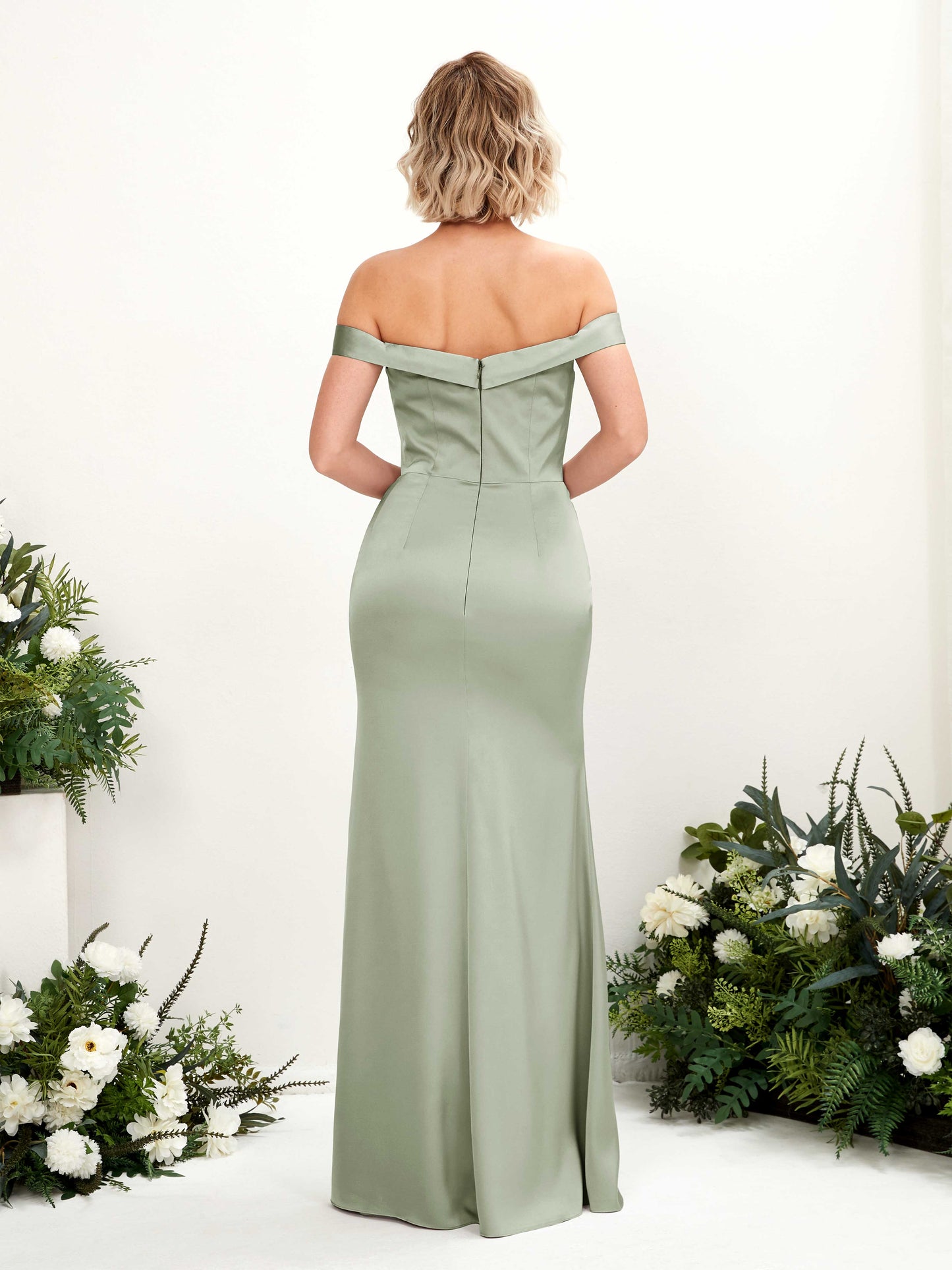 Zoe Sage Green Satin Sleeveless Maxi Dress